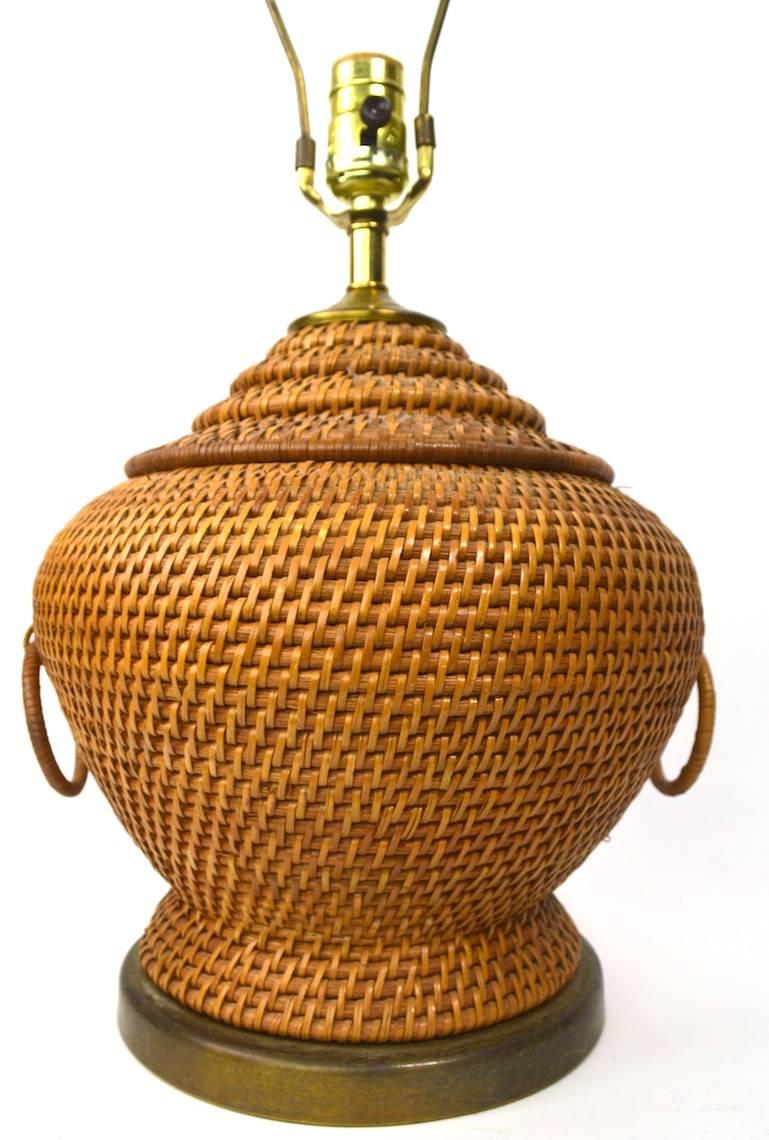 American Woven Wicker Table Lamp