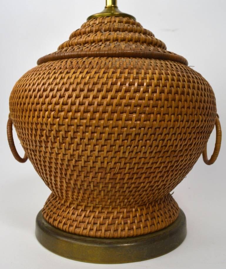 20th Century Woven Wicker Table Lamp