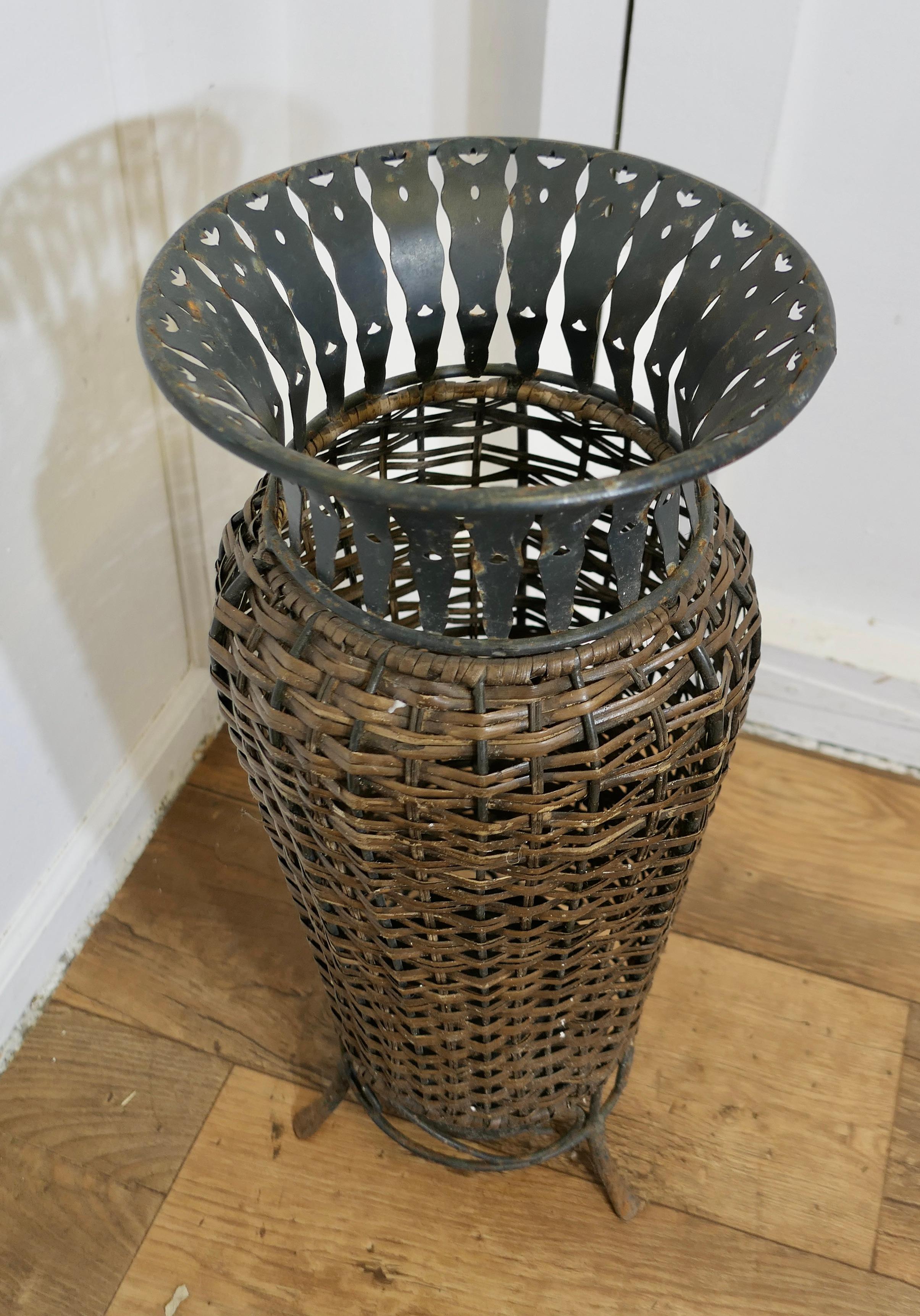Woven Willow Stick  of Umbrella Stand  A lovely country piece For Sale 2