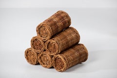 Woven Wine Rattan Rack, 1960, Italy