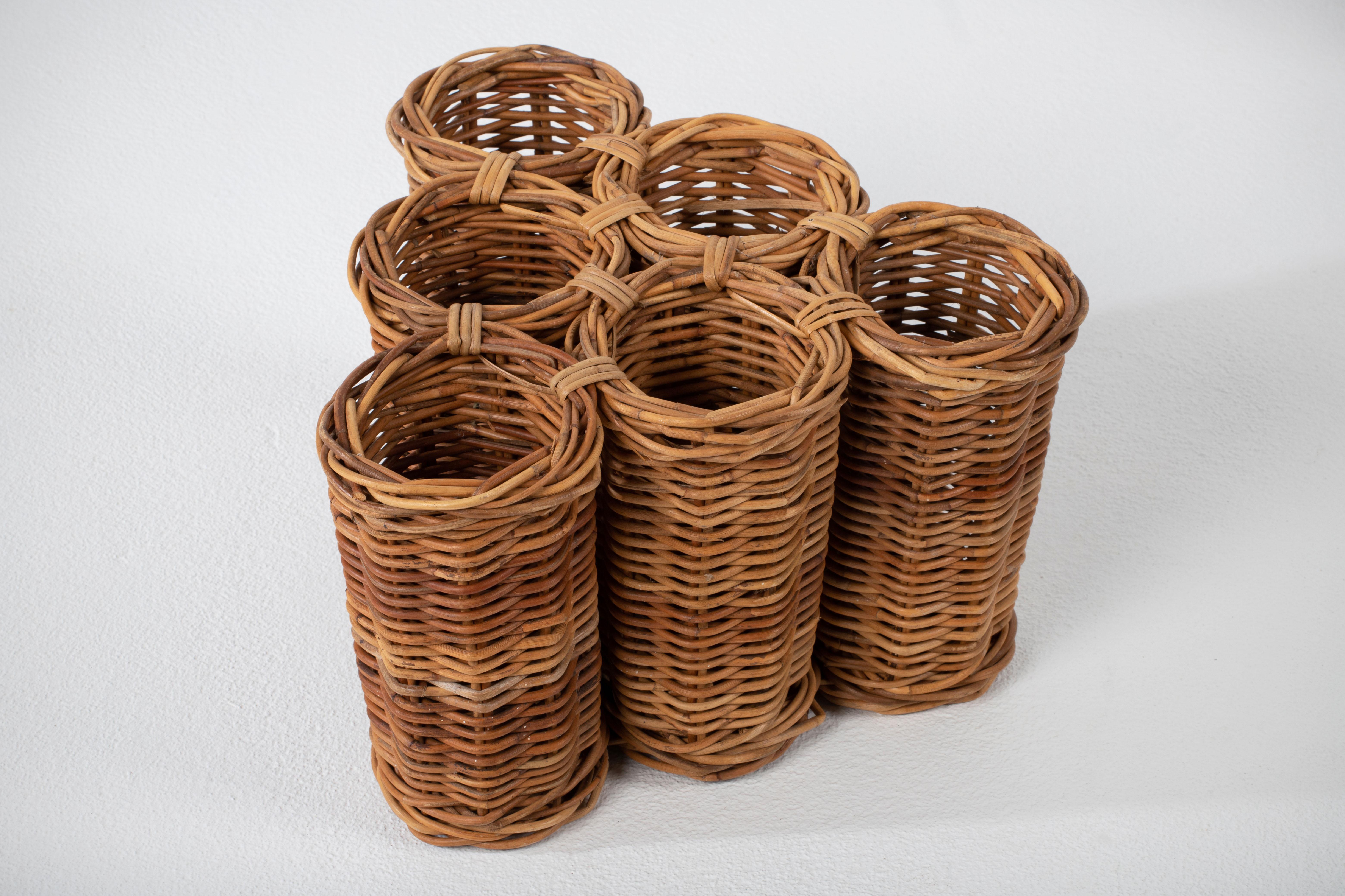 Woven Wine Rattan Rack, 1960, Italy For Sale 1