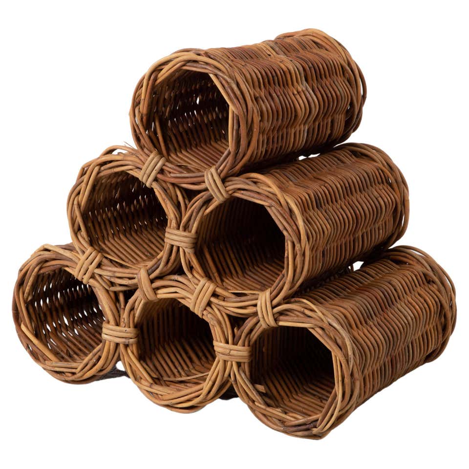 Woven Wine Rattan Rack, 1960, Italy For Sale at 1stDibs