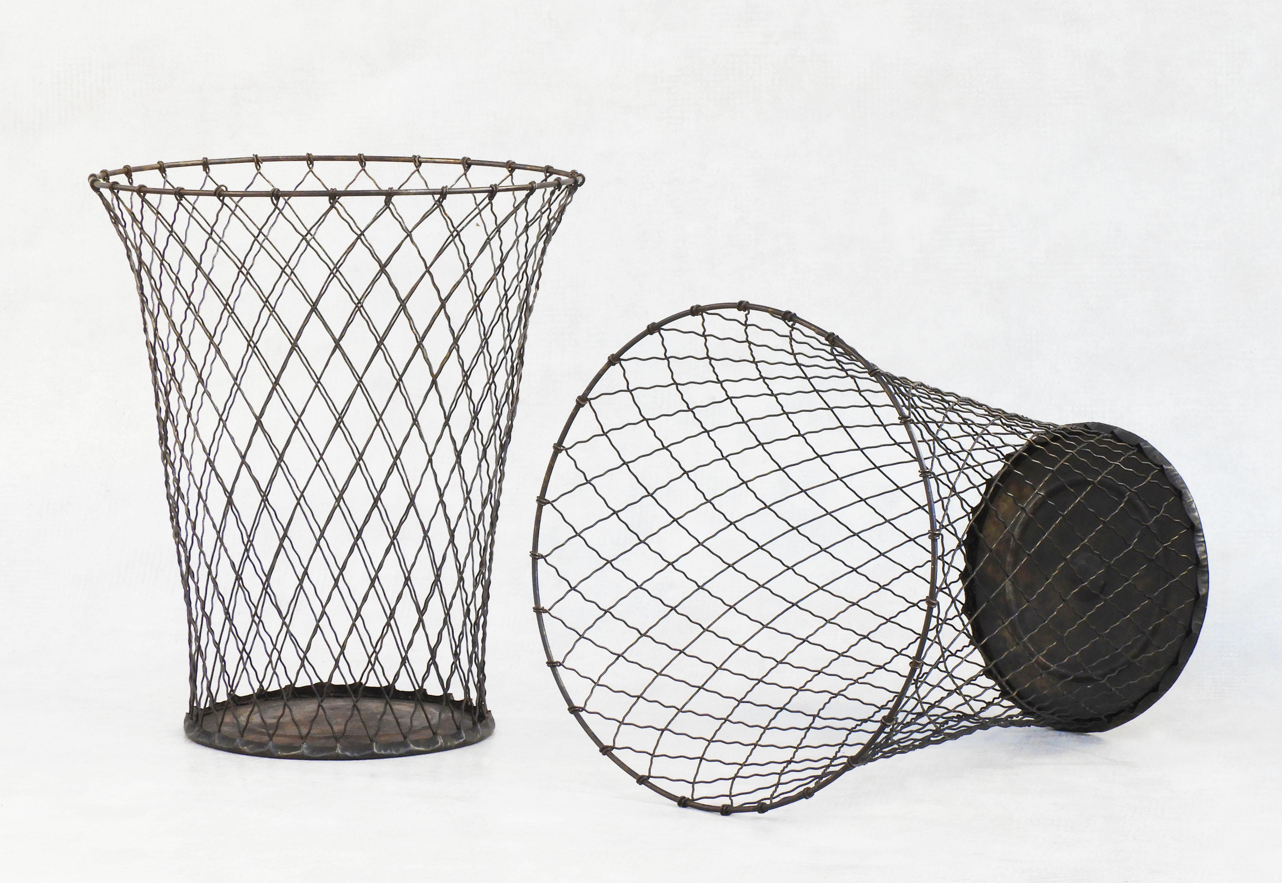 Industrial Woven Wire Waste Paper Basket, c1950