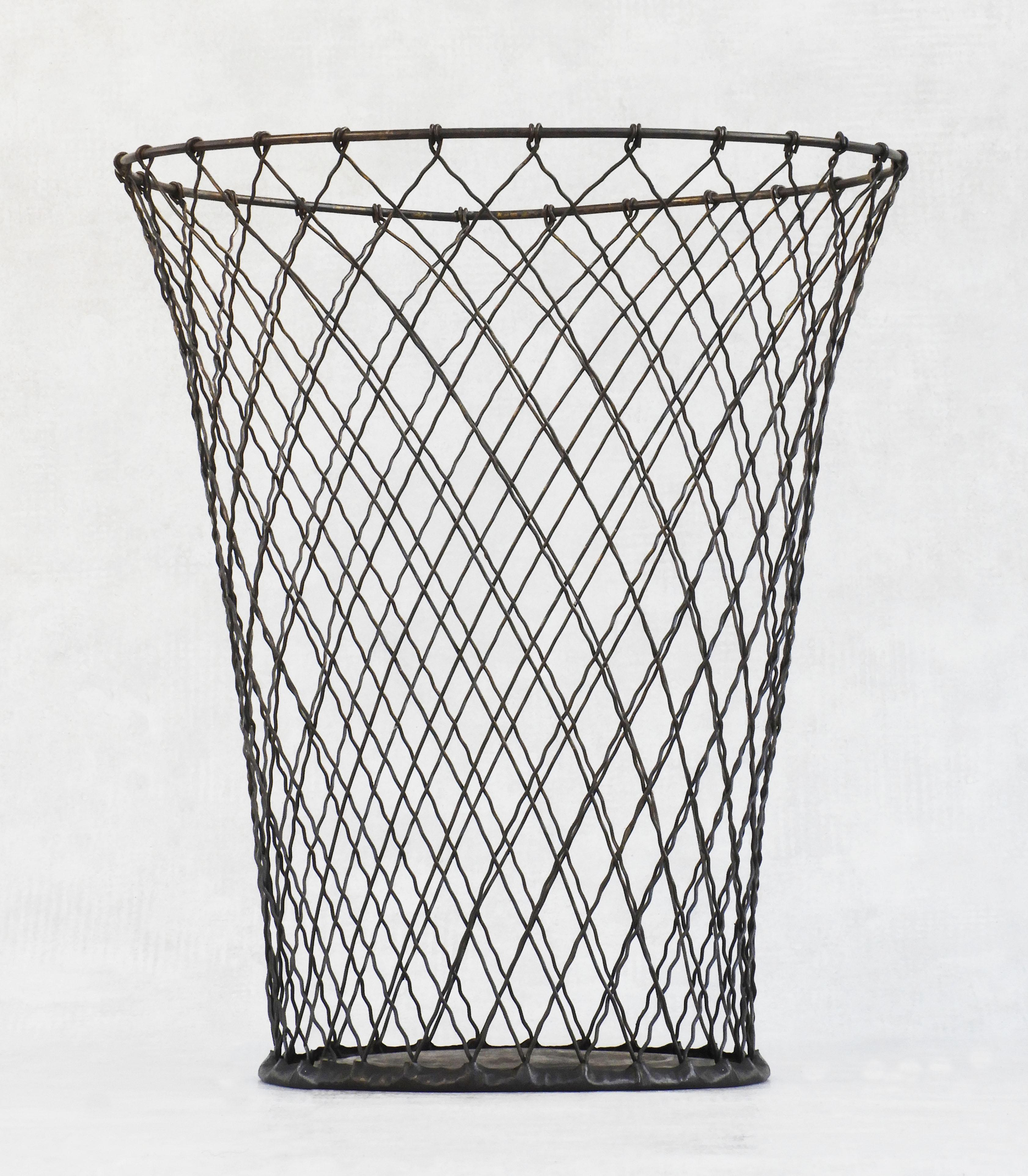 French Woven Wire Waste Paper Basket, c1950