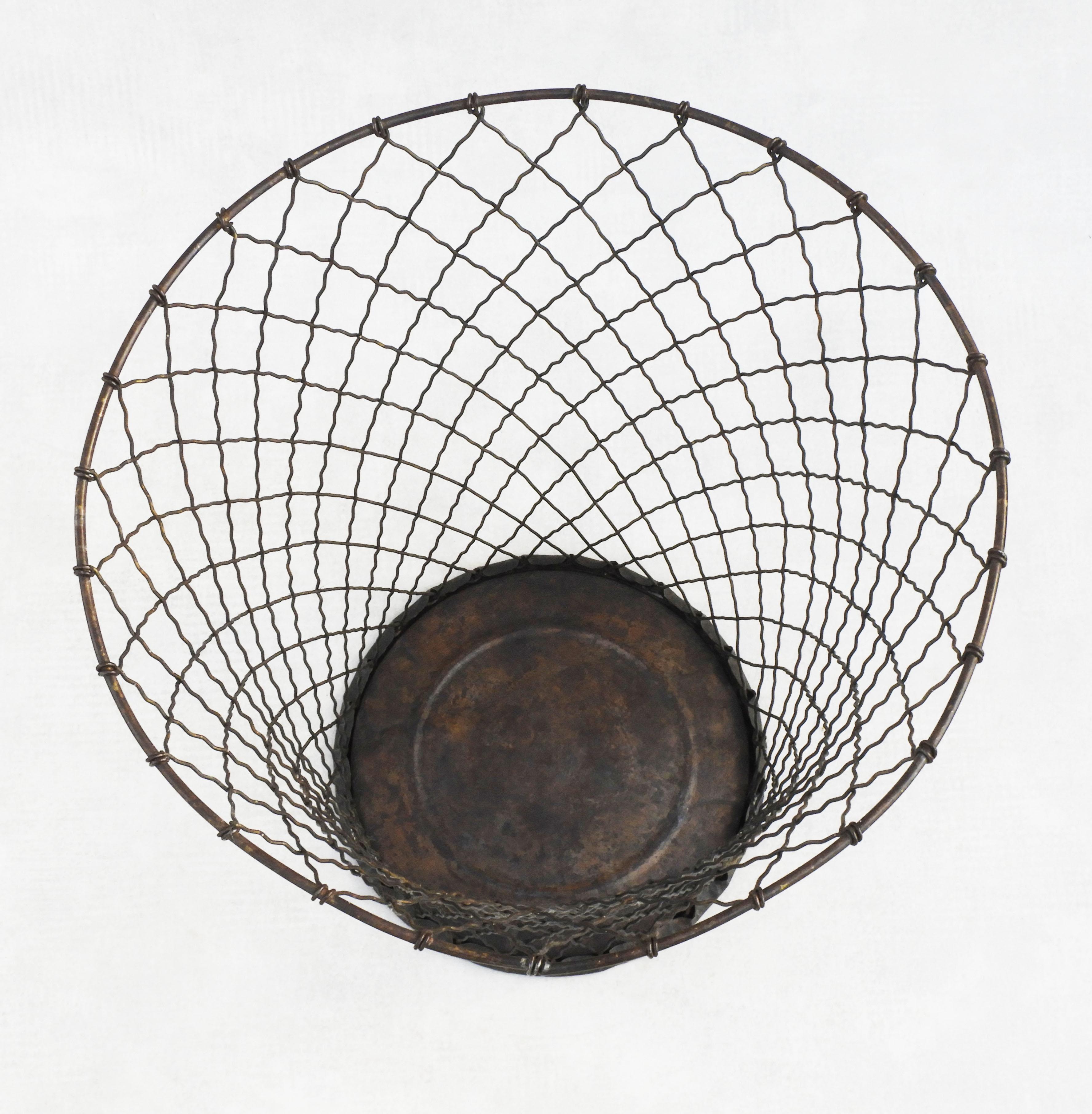 20th Century Woven Wire Waste Paper Basket, c1950