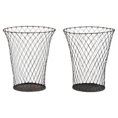 Woven Wire Waste Paper Basket, c1950