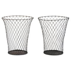 Used Woven Wire Waste Paper Basket, c1950