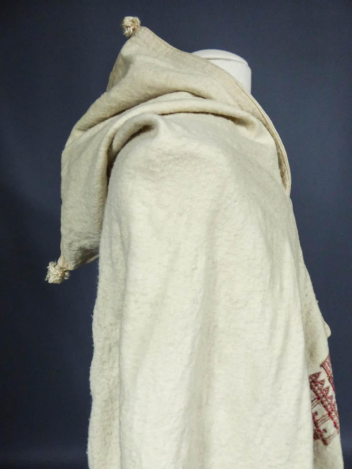 Woven Wool Burnous Traditional Cape - Tunisia around 1950 3