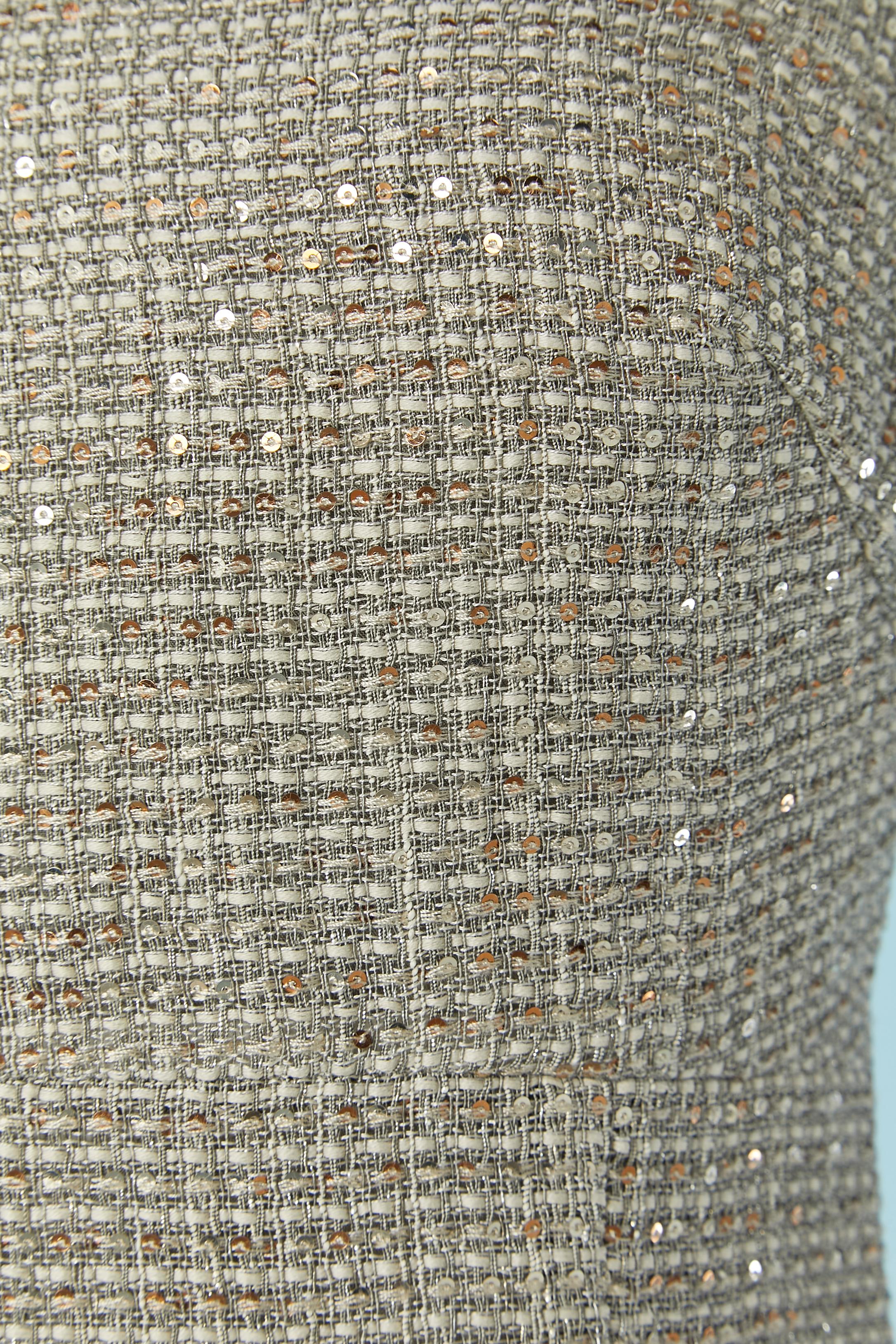 Donna Abito da cocktail senza maniche in lana intrecciata con piccole paillettes Escada in vendita