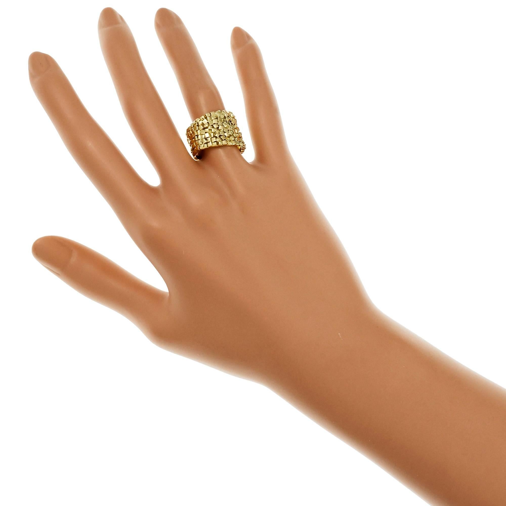 Women's Woven Yellow Gold Band Ring For Sale