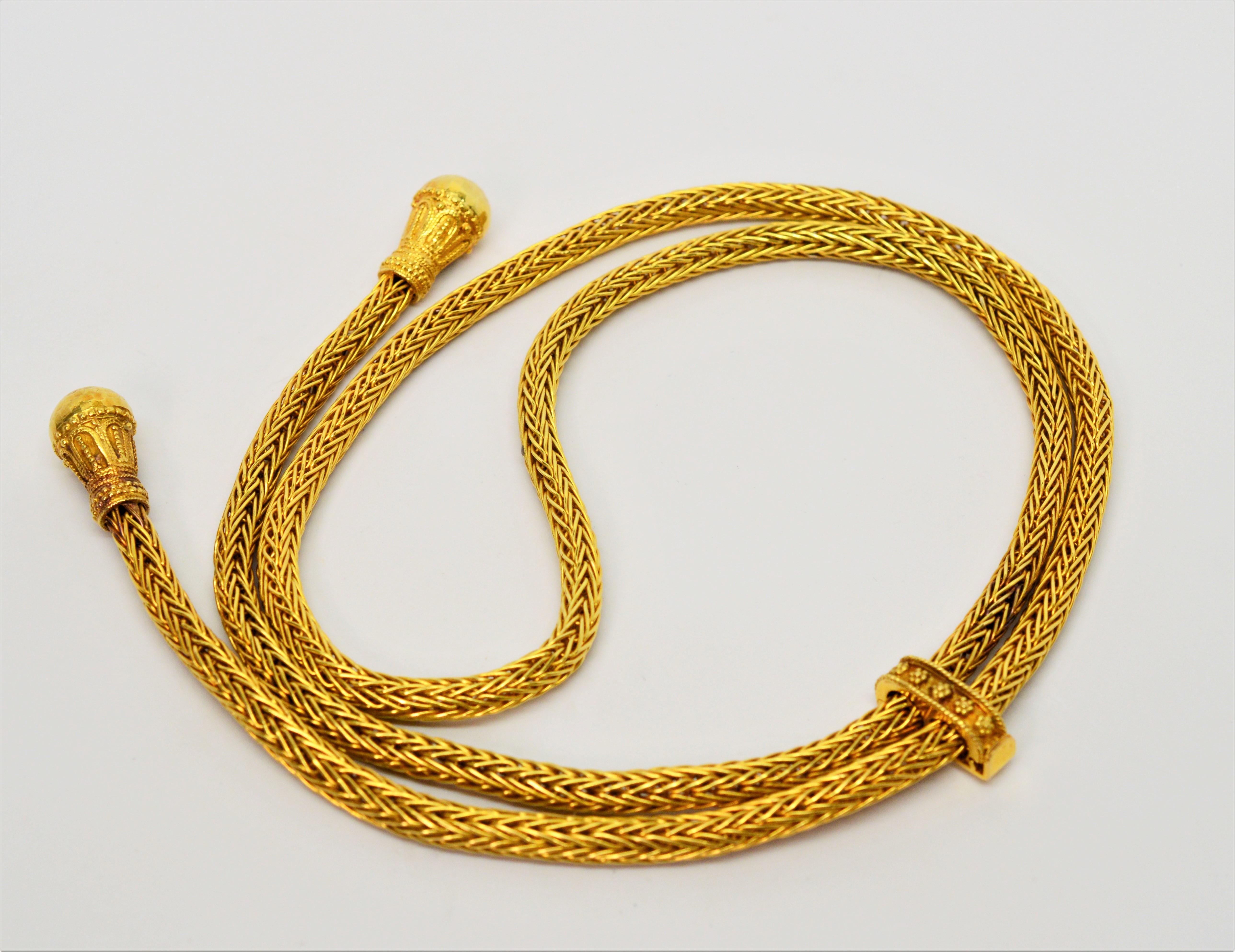 Collier lariat tissé en or jaune 18 carats en vente 7