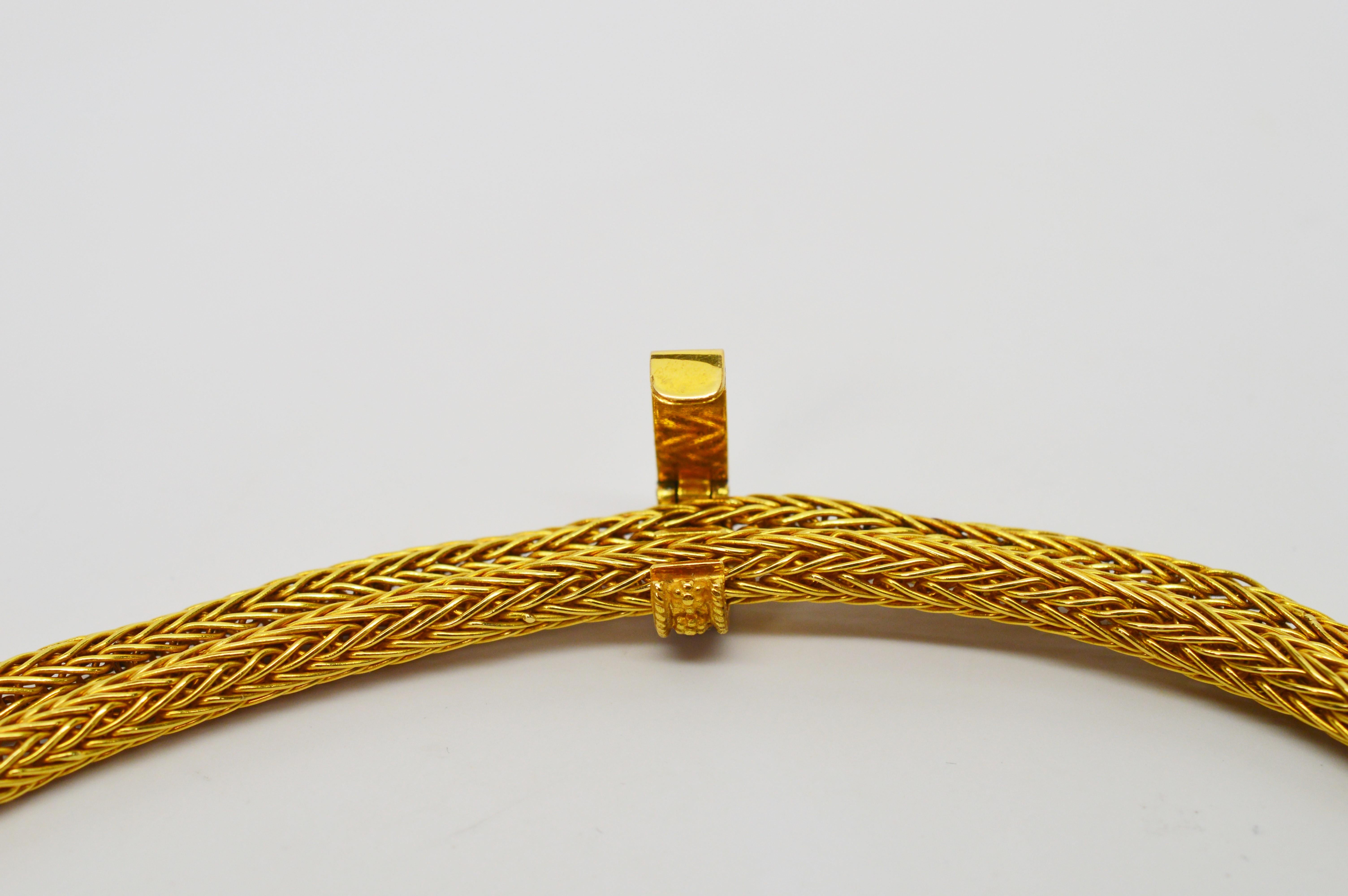 Lariat-Halskette aus gewebtem 18 Karat Gelbgold im Angebot 3