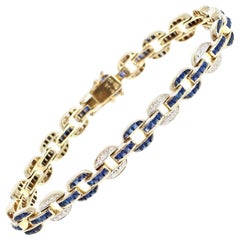 WOW 18 Karat Yellow Gold Natural Sapphire and Diamond Bracelet 8.64 Carat 26.7g