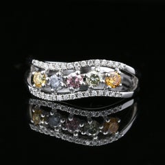 WOW! Fancy Color Eternity Ring with Blue, Pink, Orange, Green & Yellow Diamonds