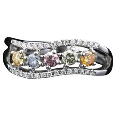 WOW! Fancy Color Eternity Ring with Blue, Pink, Orange, Green & Yellow Diamonds