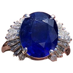 GIA Ceylon Platinum Natural Oval Cut Sapphire and Diamond Ring 7.50 Carat
