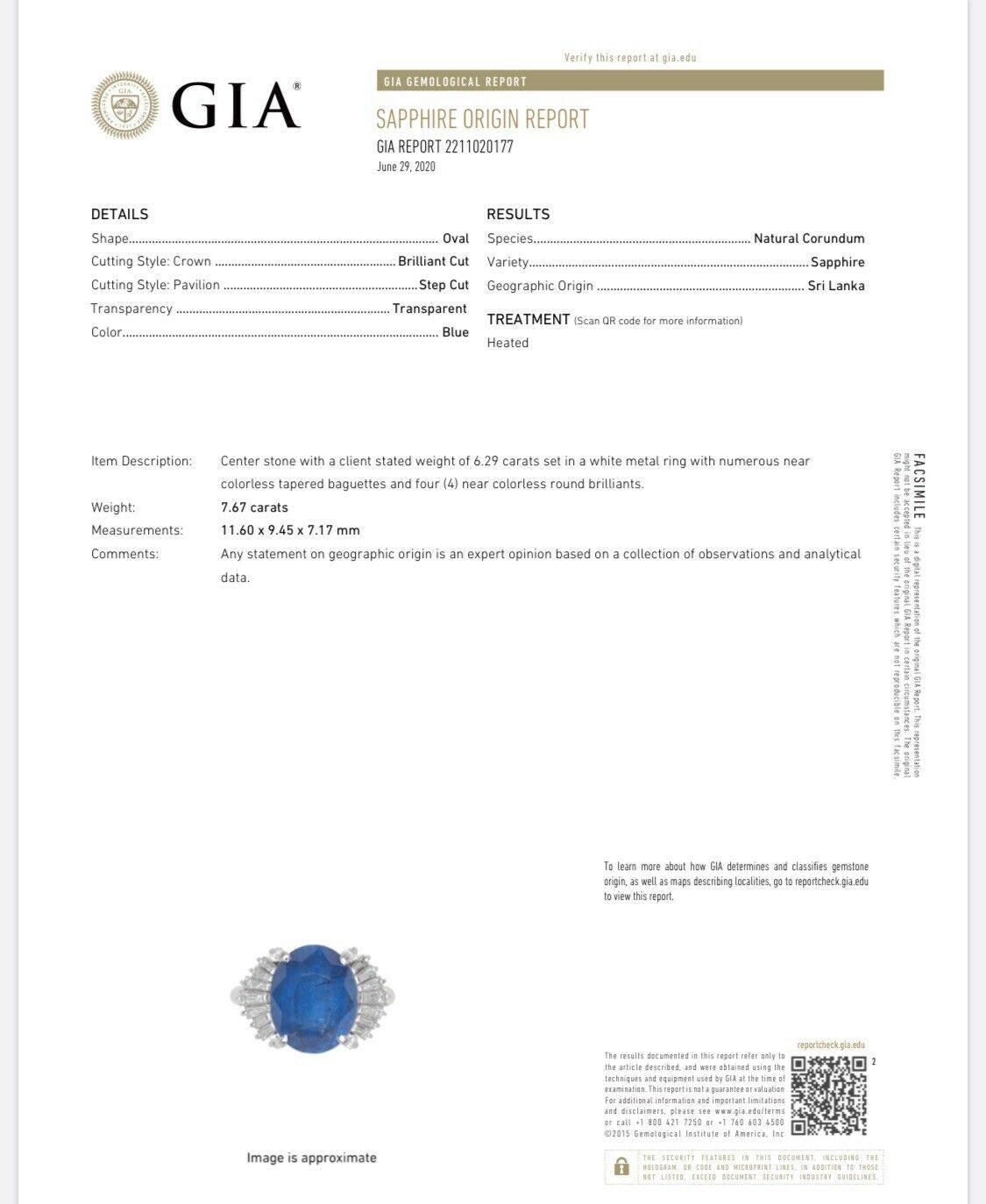 GIA Ceylon Platinum Natural Oval Cut Sapphire and Diamond Ring 7.50 Carat For Sale 4