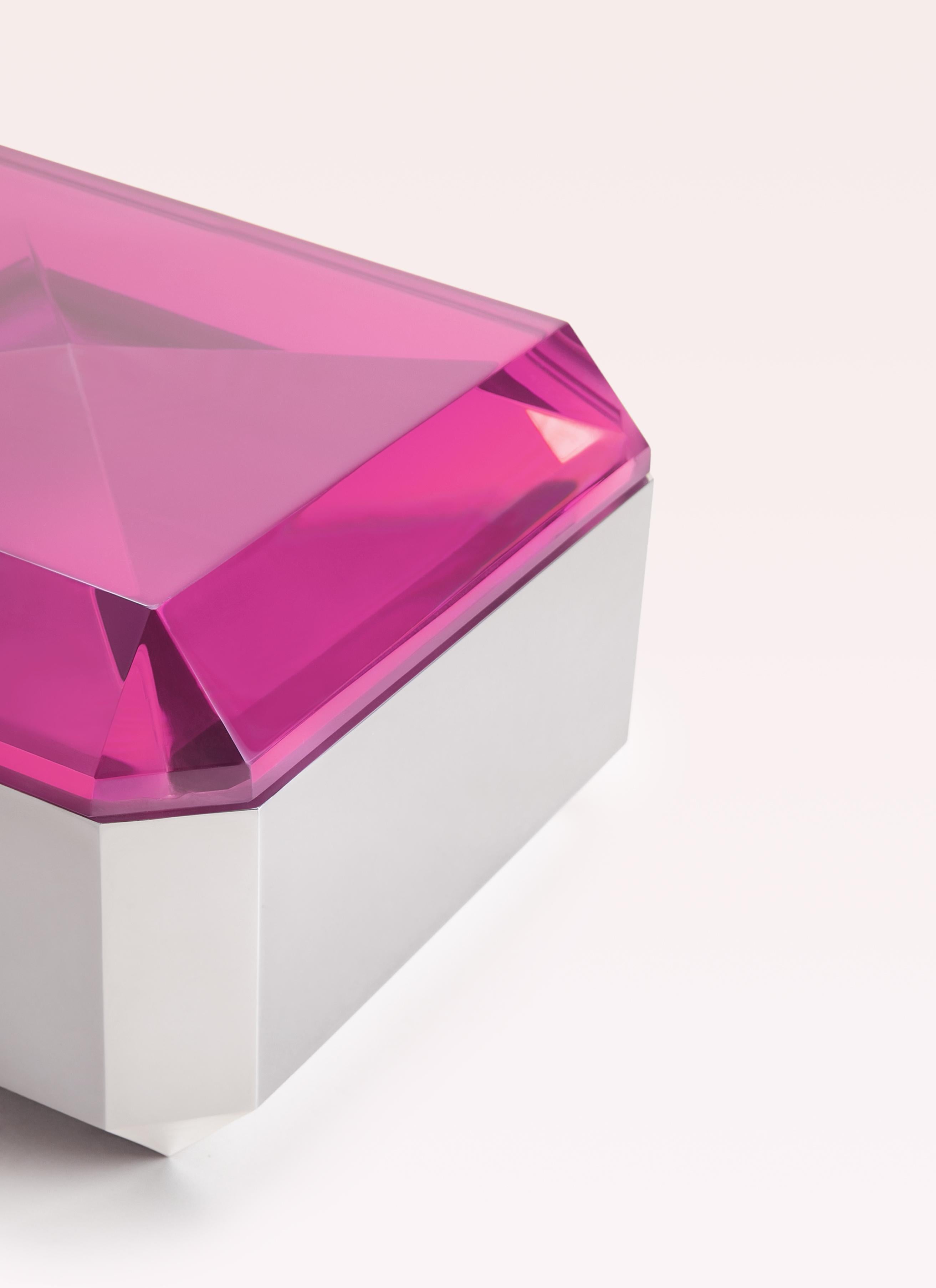 Post-Modern WOW pink small table in resin by MOĆI Collective For Sale