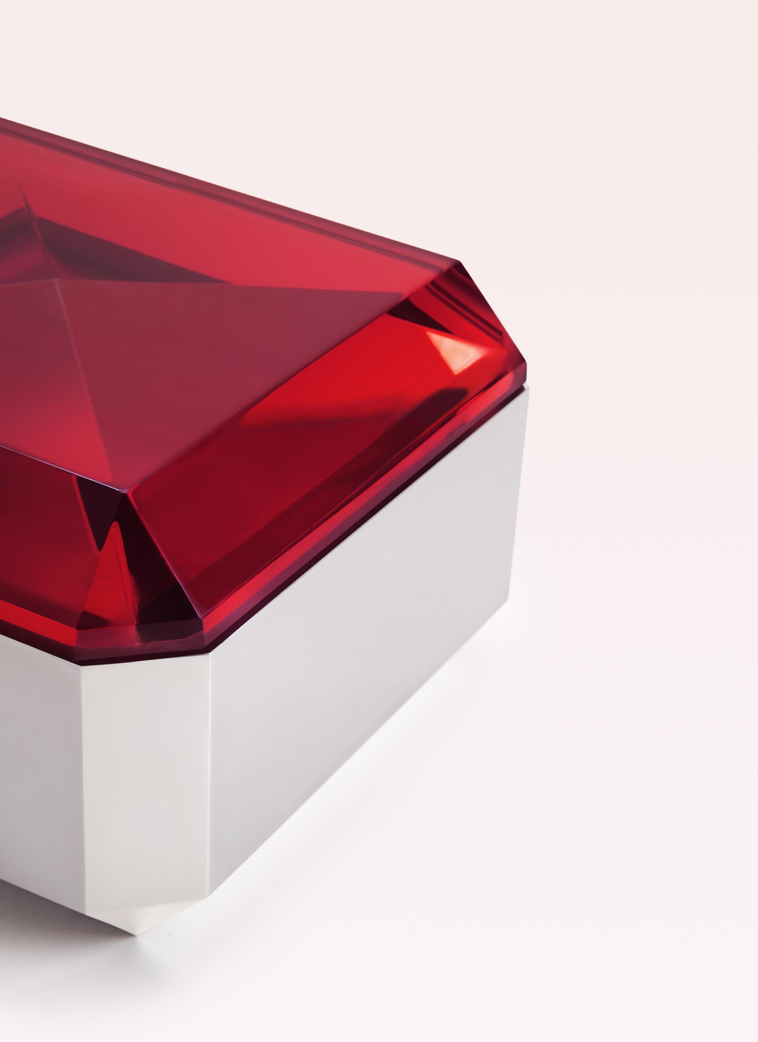 Post-Modern WOW rubino small table in resin by MOĆI Collective For Sale