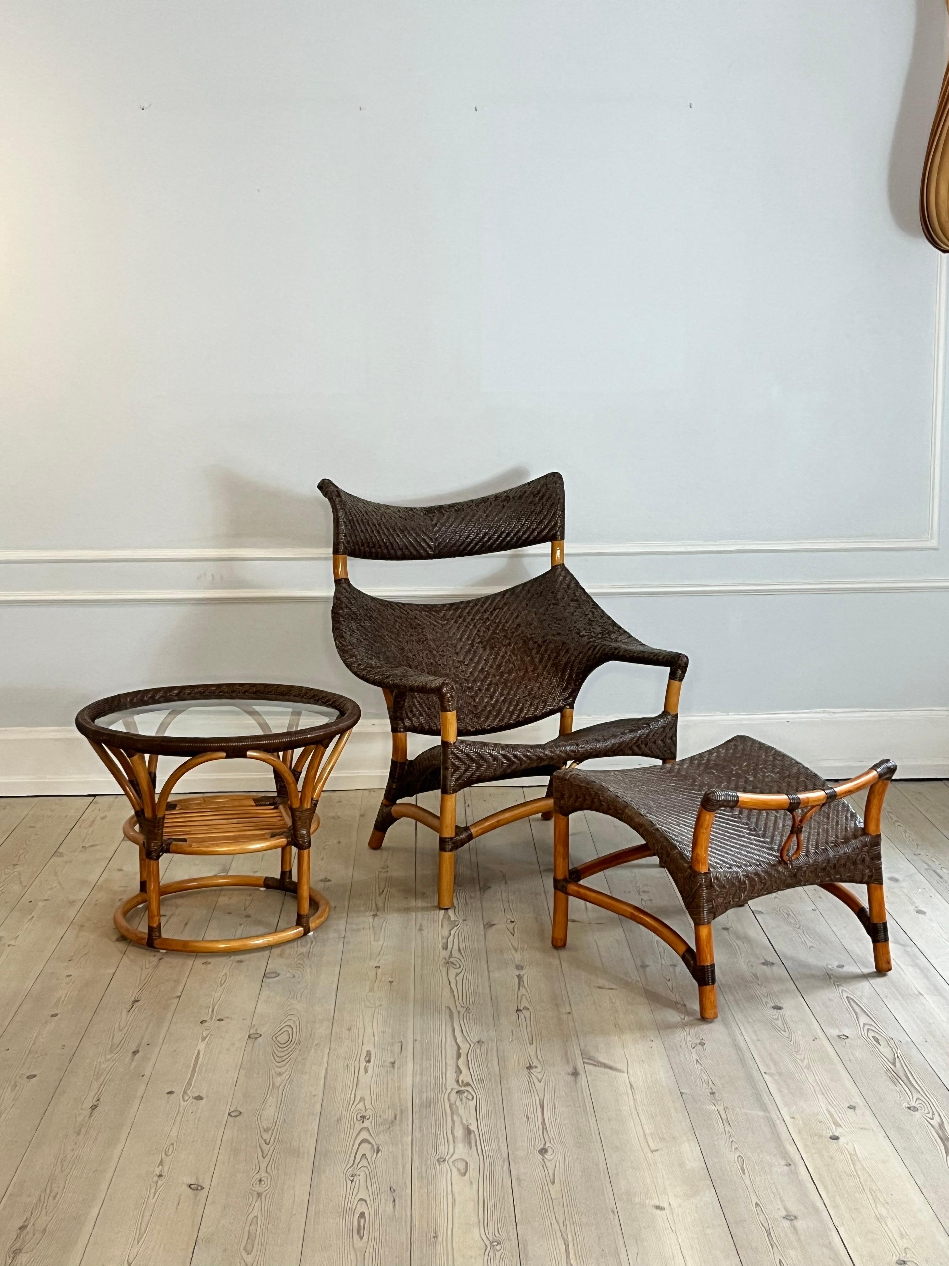 Rattan / Wicker Bamboo Lounge / Living room set by Yuzuru Yamakawa. For Sale 4