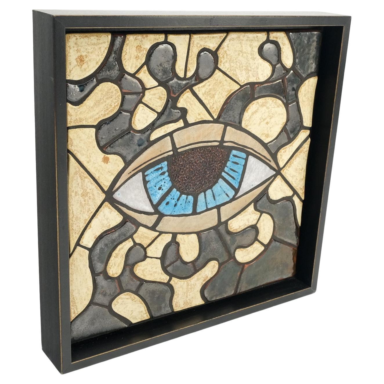 Hand Crafted Wet-Cut Mosaic Modern Wall Hanging Plaque Art Sculptural Tiles For Sale