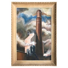 WPA Era Painting of a Power Plant at the University of Cincinnati D Behm