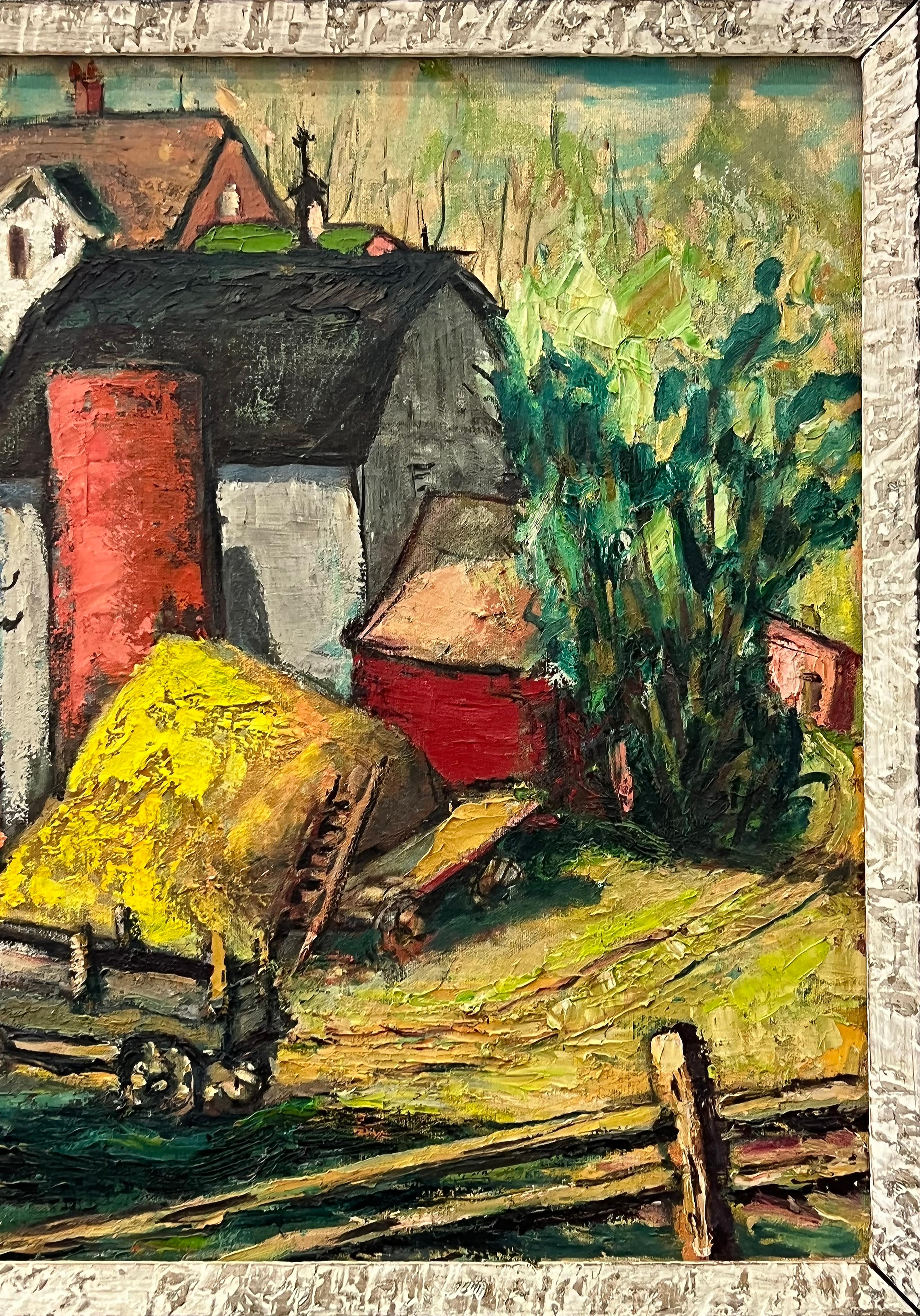 Astratto  Pittura ad olio della fattoria di metà secolo In condizioni buone in vendita a Miami, FL