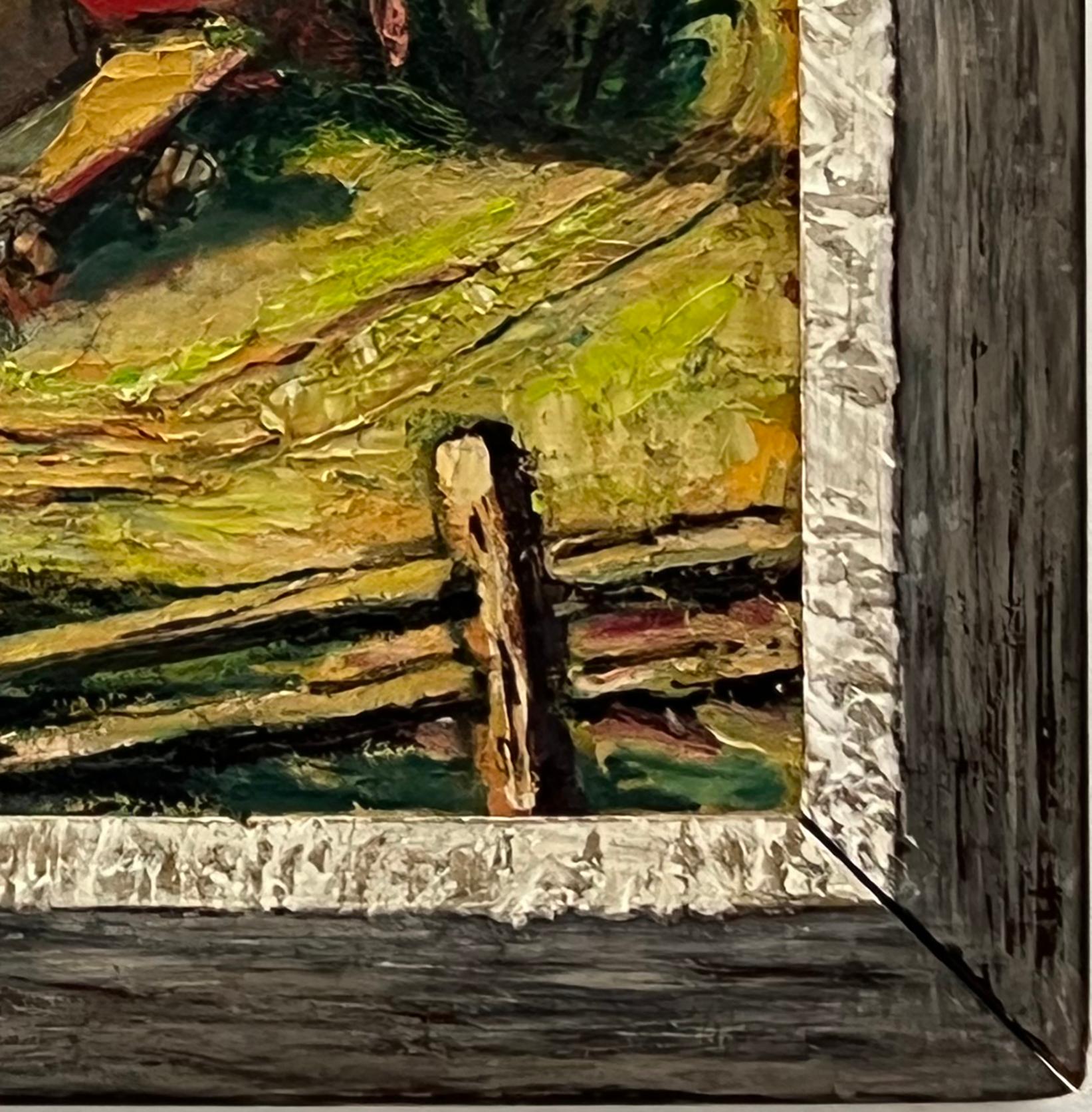 XX secolo Astratto  Pittura ad olio della fattoria di metà secolo in vendita