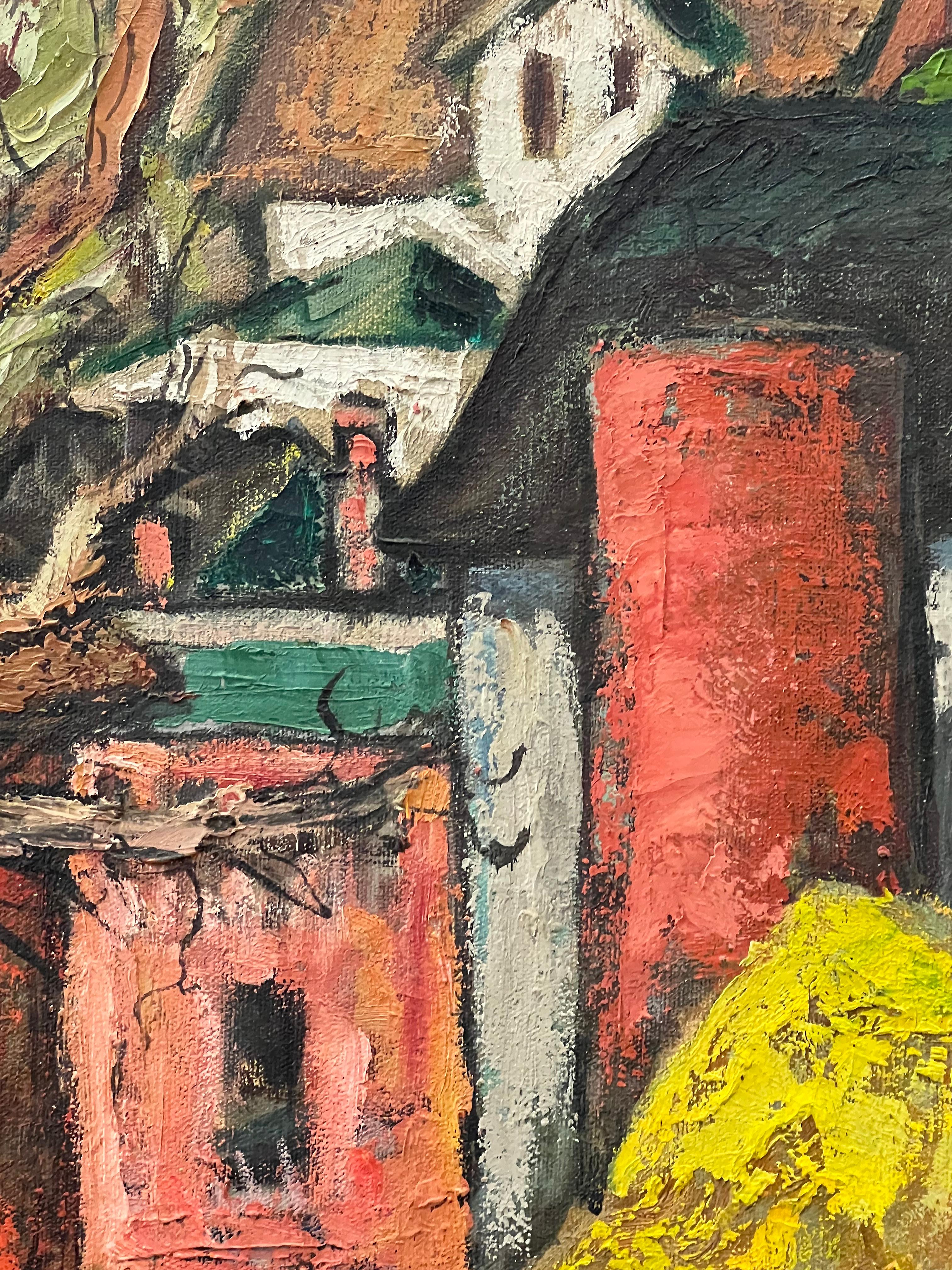 Astratto  Pittura ad olio della fattoria di metà secolo in vendita 1
