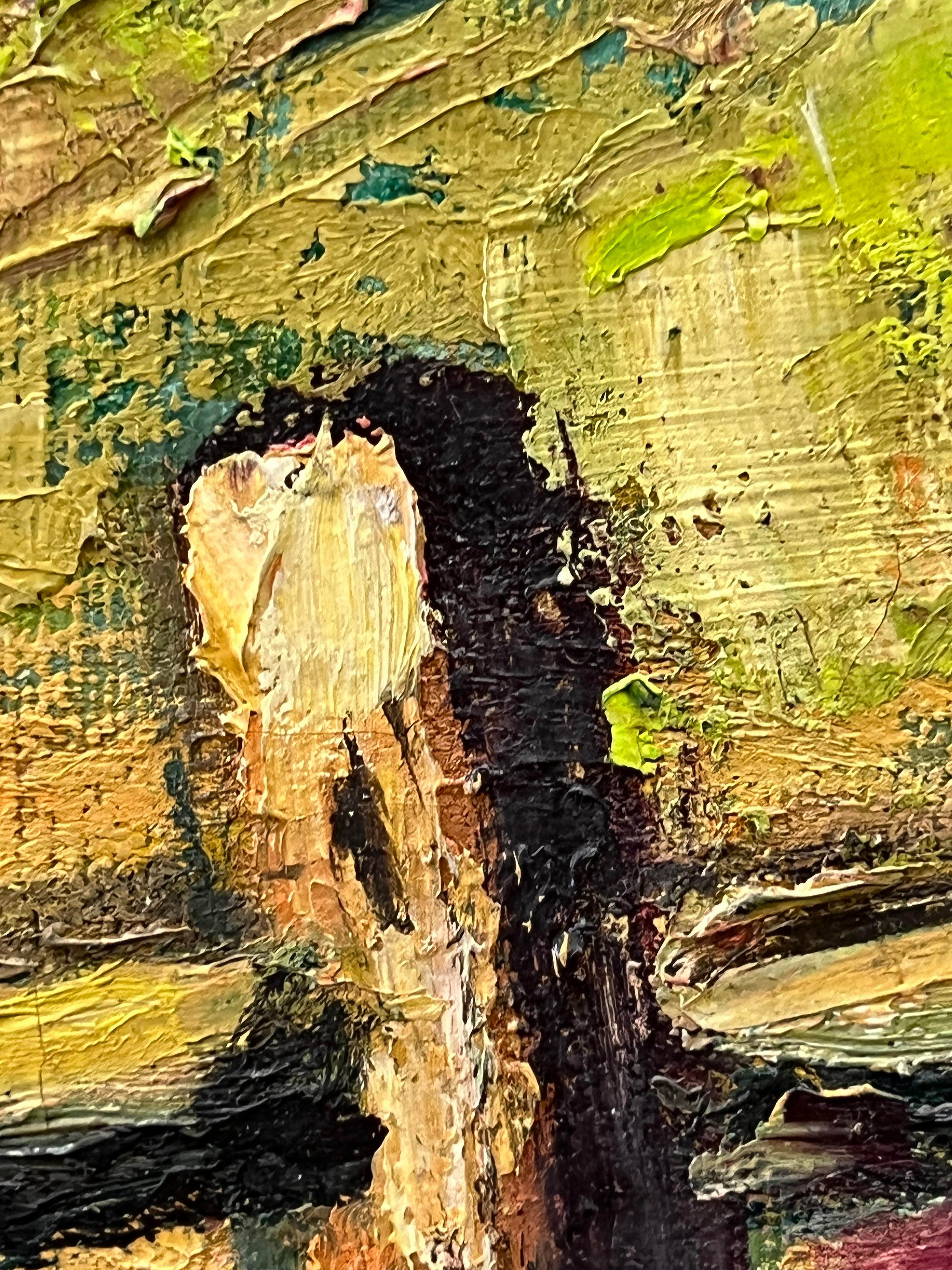 Astratto  Pittura ad olio della fattoria di metà secolo in vendita 2