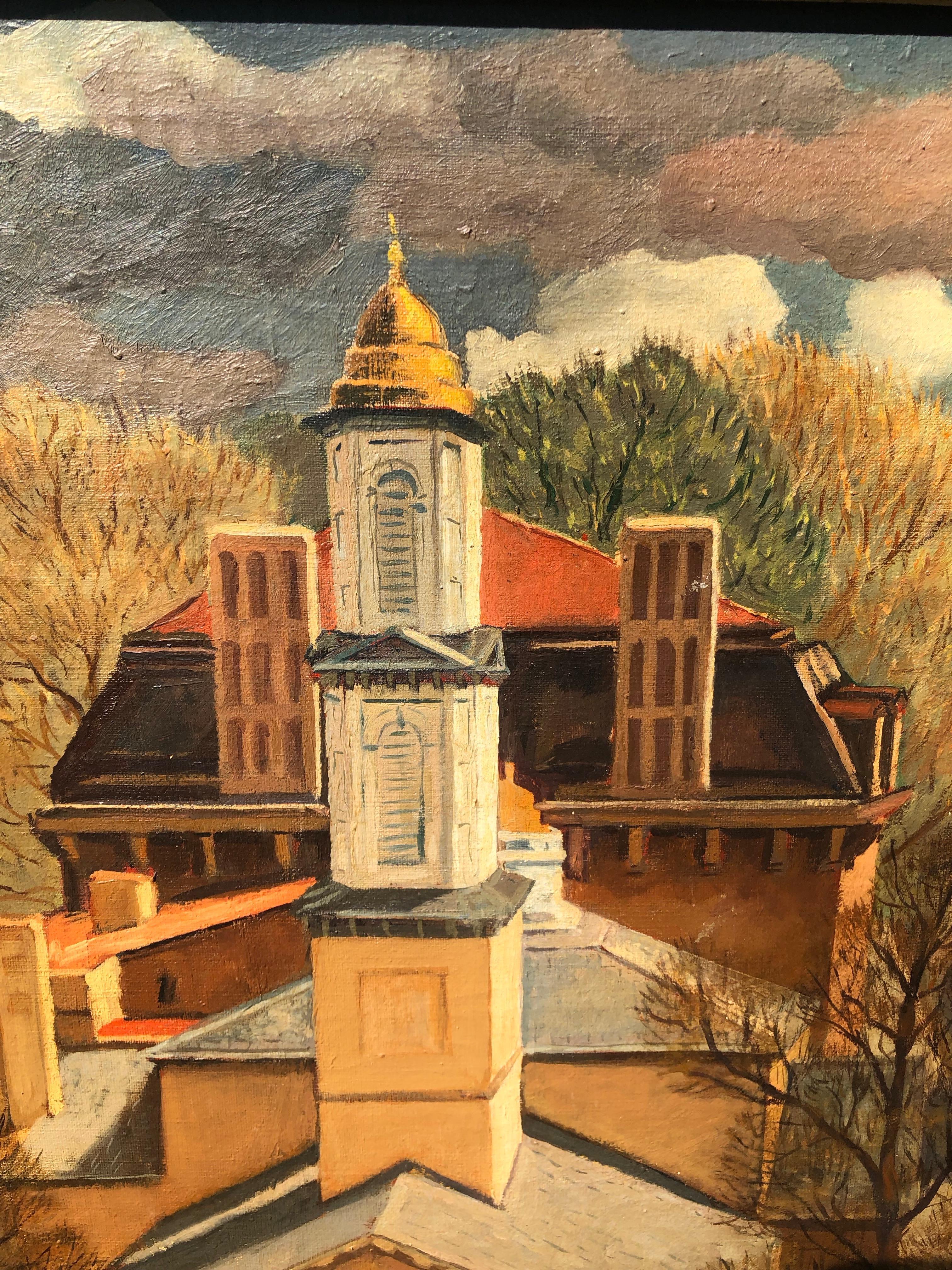 WPA Scene by Carl Nyquist, Oil on Canvas St Johns Church Washington Dc  2