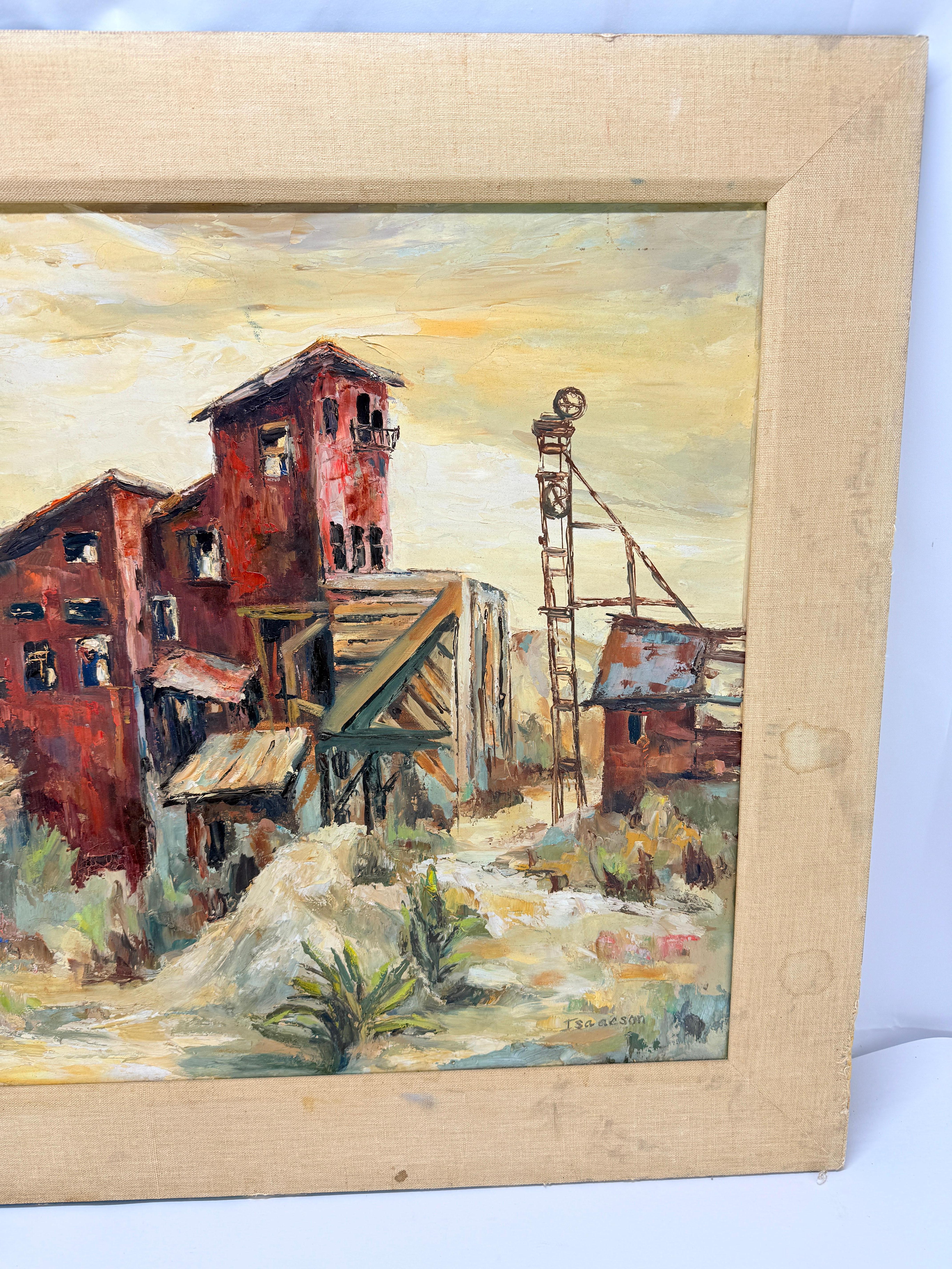 WPA Style Industrial Landscape Oil on Board, Signed By Artist In Good Condition For Sale In Atlanta, GA