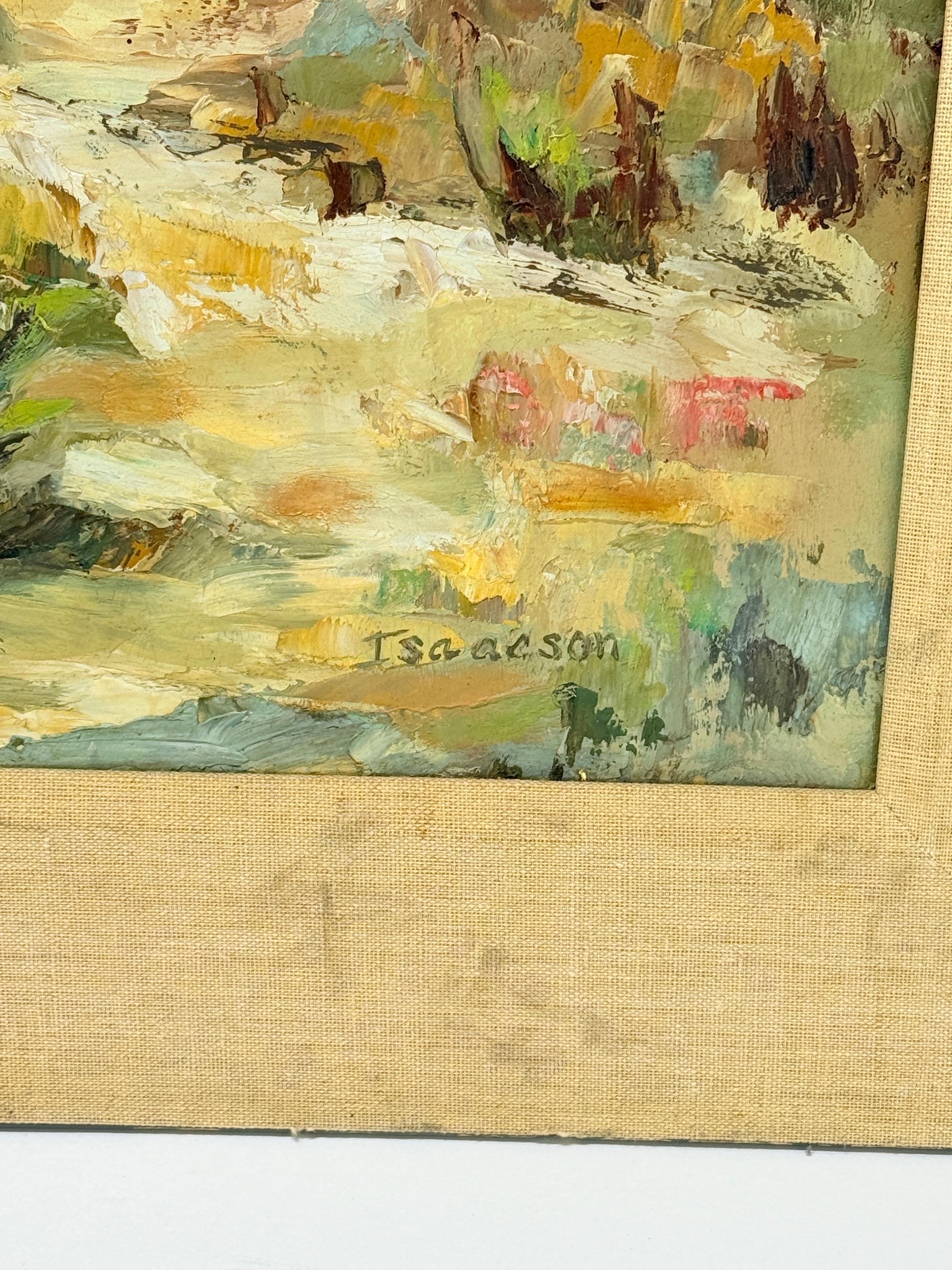 20th Century WPA Style Industrial Landscape Oil on Board, Signed By Artist For Sale