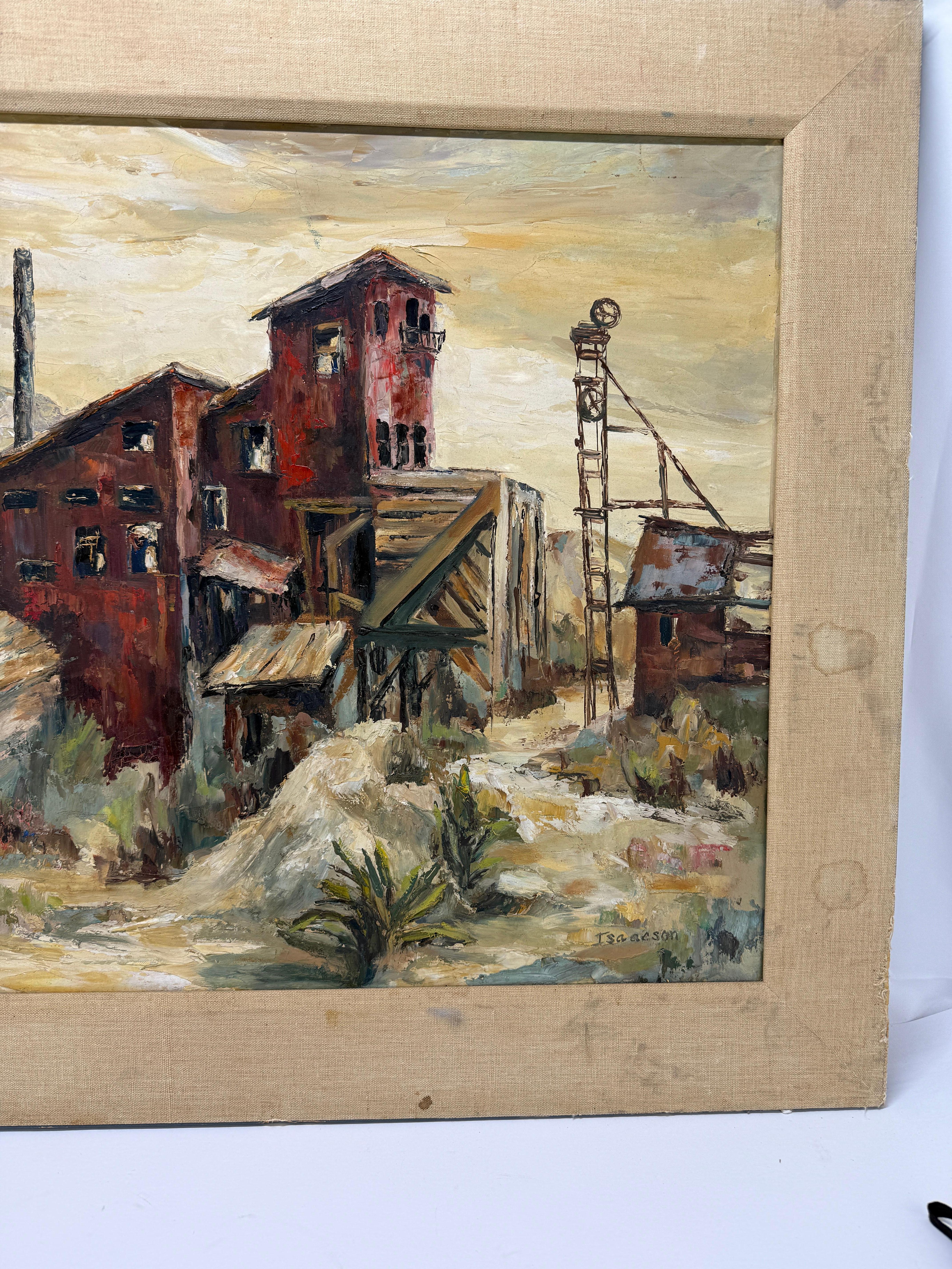 WPA Style Industrial Landscape Oil on Board, Signed By Artist For Sale 3