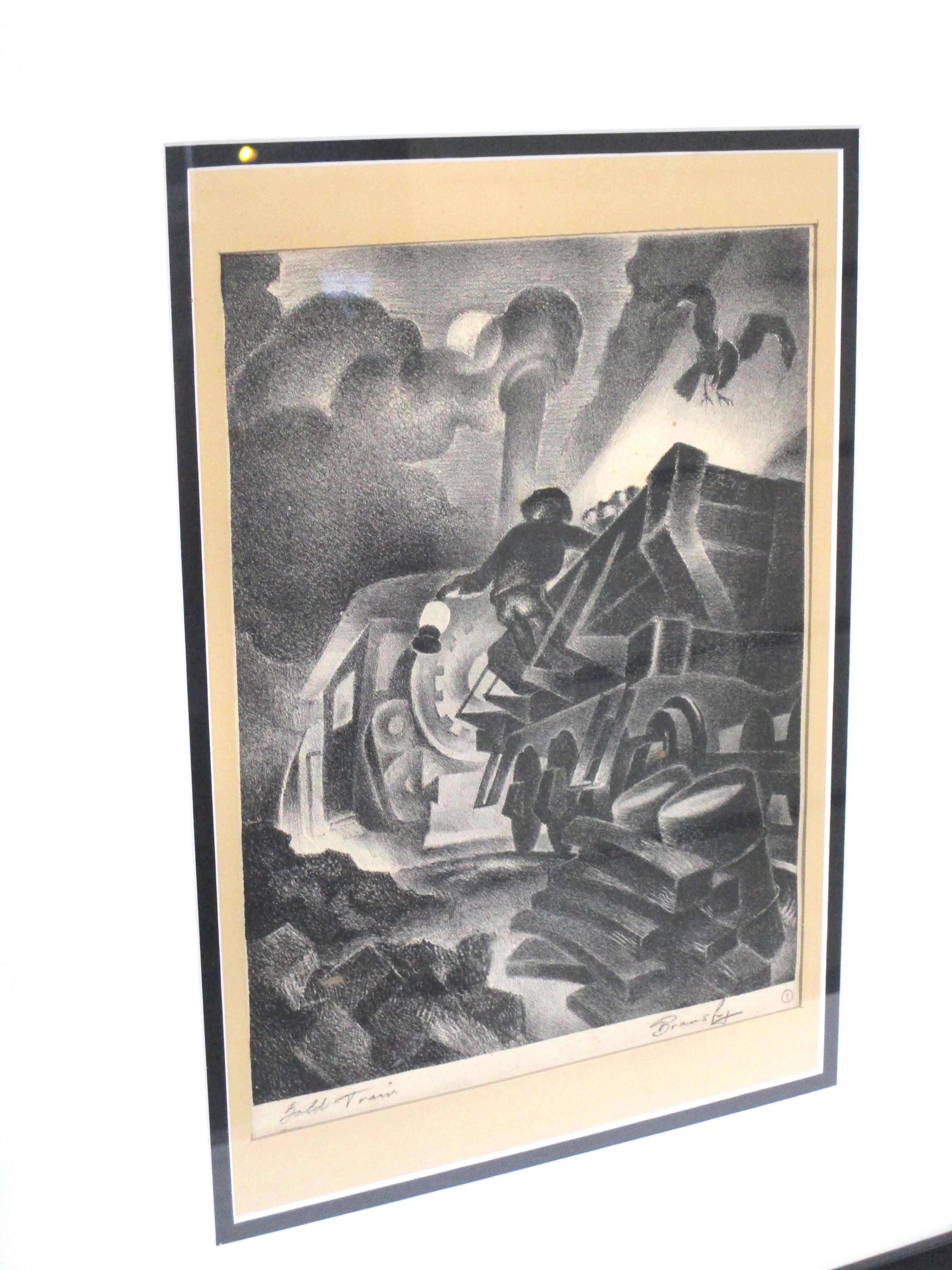 Thomas Hart Benton: Wpa-Lithho im Stil von Eric Bransby „ Goldschleppe“ im Angebot 4