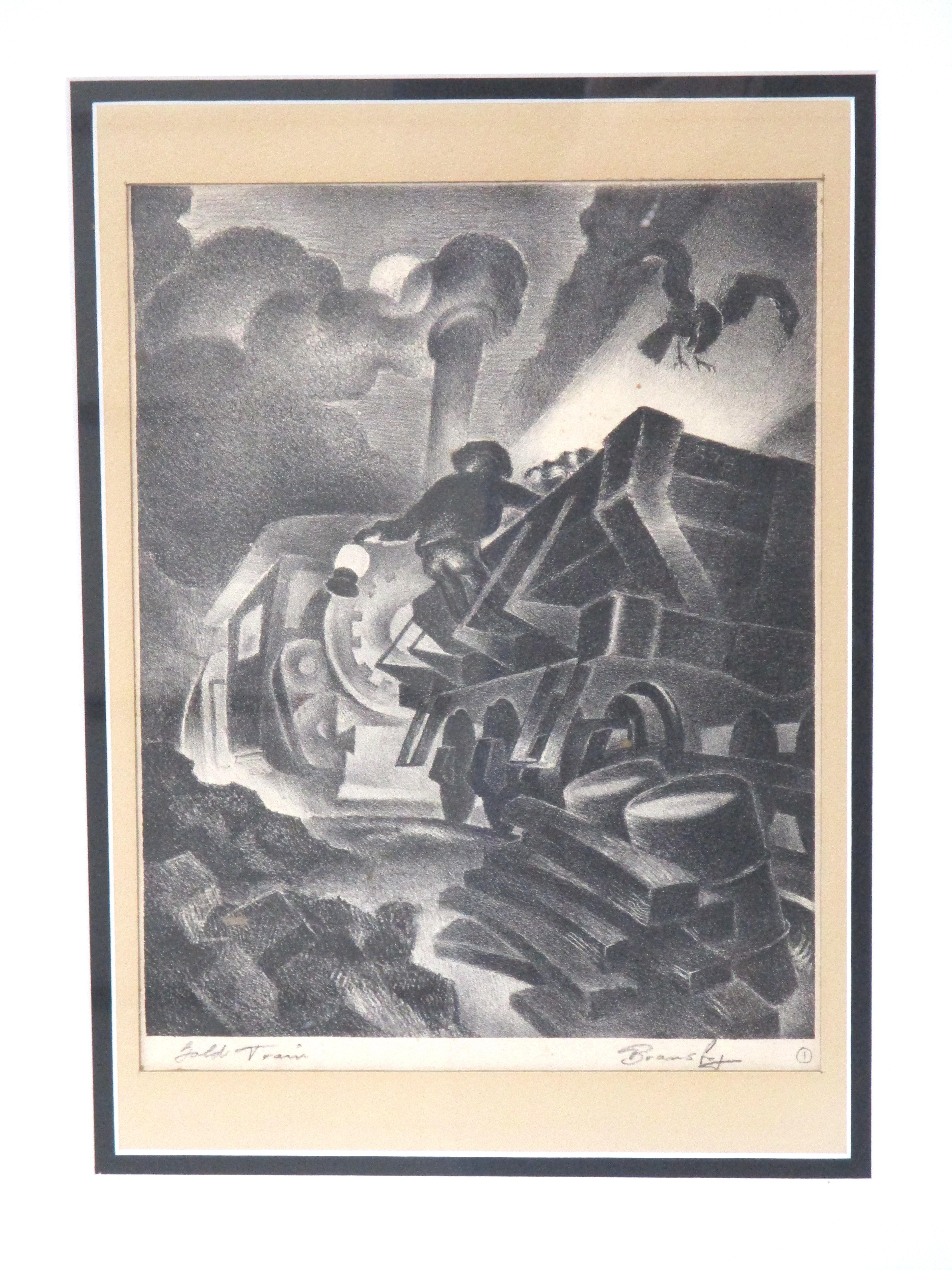 Thomas Hart Benton: Wpa-Lithho im Stil von Eric Bransby „ Goldschleppe“ (Arts and Crafts) im Angebot