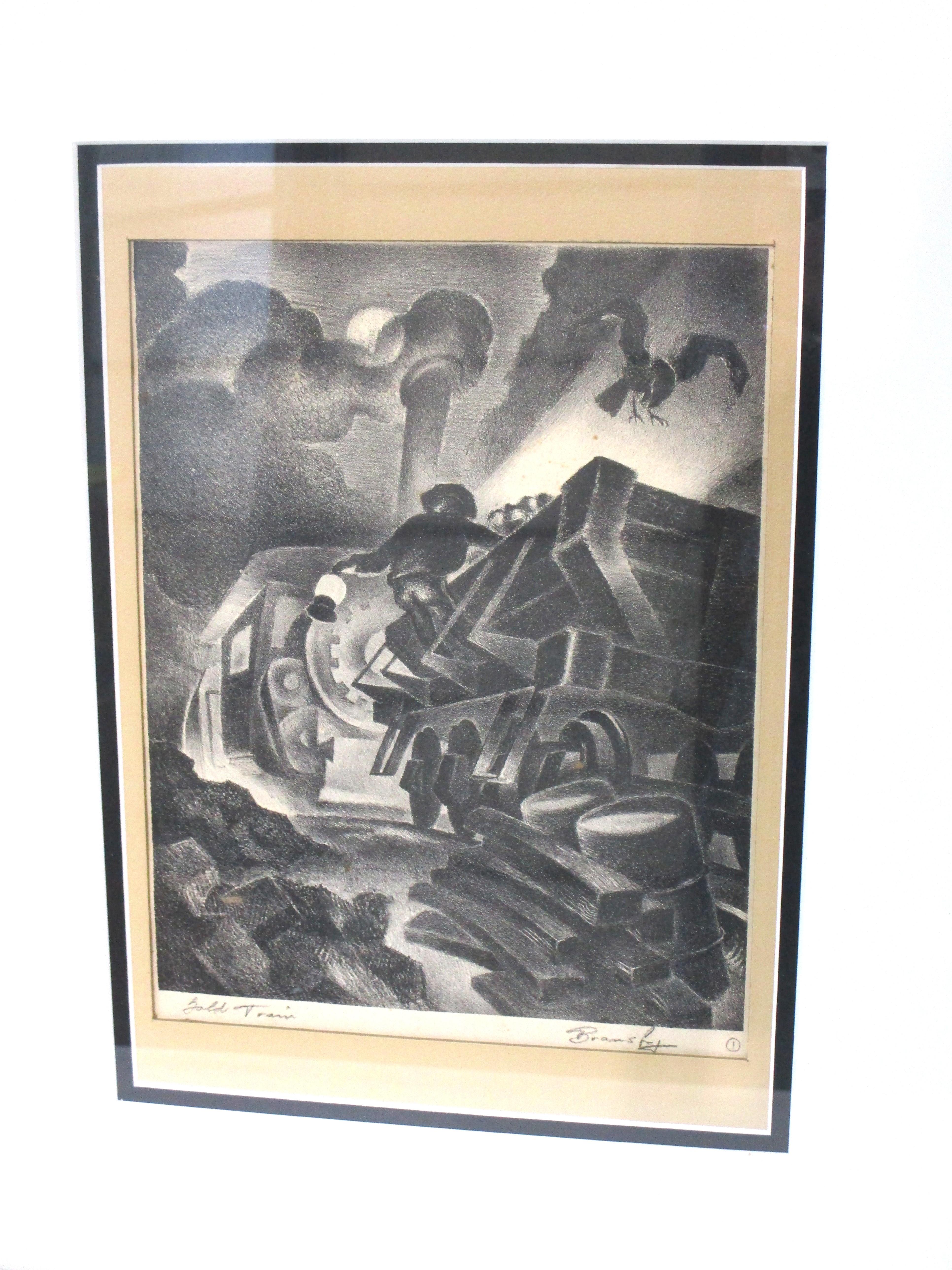 Thomas Hart Benton: Wpa-Lithho im Stil von Eric Bransby „ Goldschleppe“ (amerikanisch) im Angebot