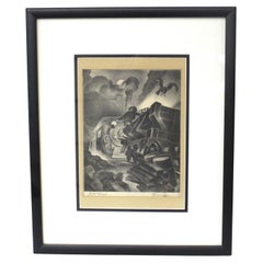 Thomas Hart Benton styled Wpa Litho by Eric Bransby " Gold Train "