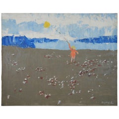 W.R. Barrel Oil on Canvas Impressionist Seascape Beach Child Listed Artist