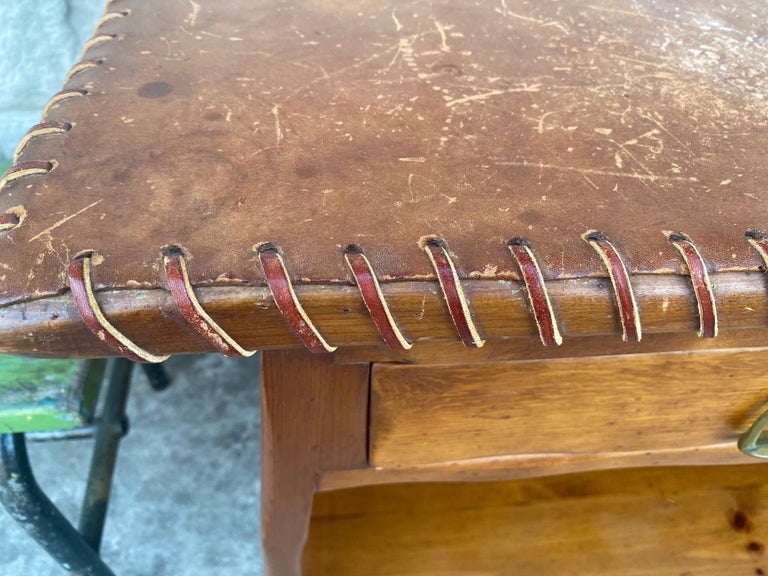 W.R Dallas Leather Top Pine Console Table at 1stDibs w.r. dallas