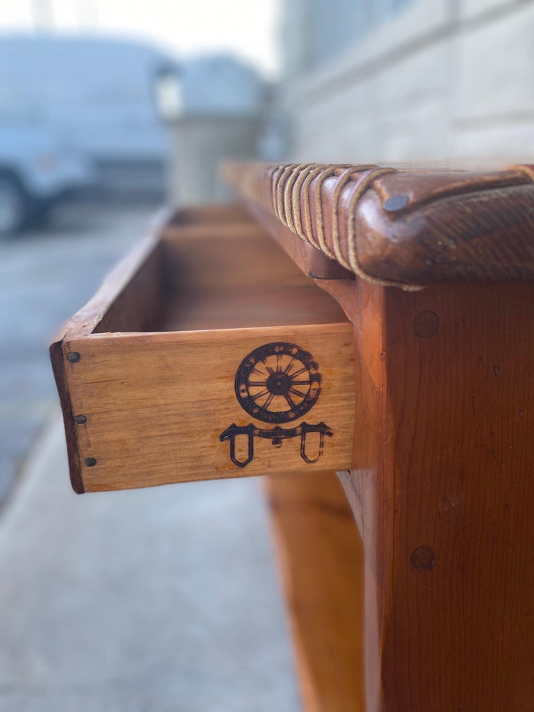 W.R Dallas Leather Top Pine Console Table at 1stDibs w.r. dallas