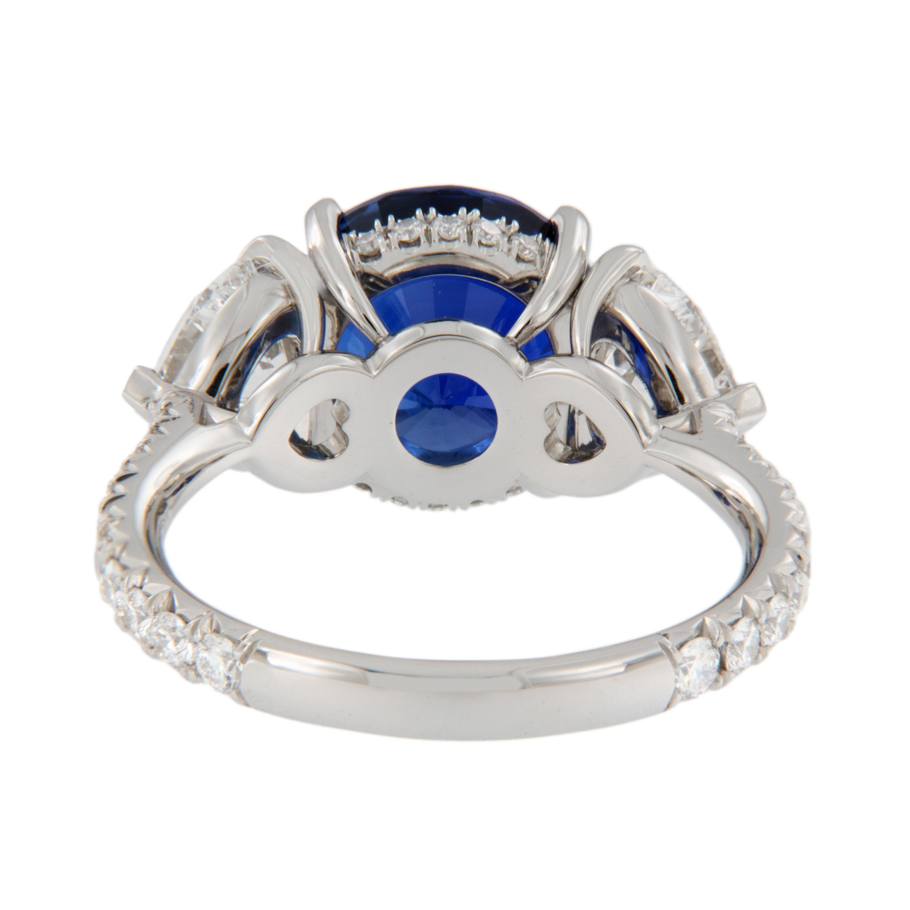 Women's WR Designs Platinum 5.57 Ct Blue Sapphire Heart Shape Diamond Ring