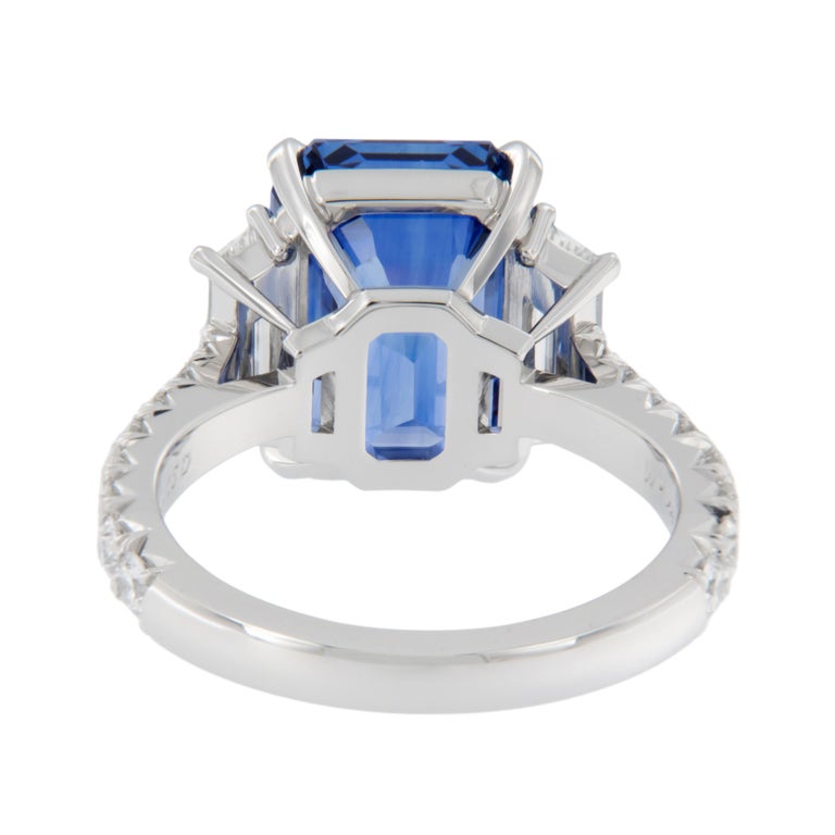Wr Designs WR Designs Platinum 7.51 Carat Blue Sapphire and 1.15 Cttw Diamond Ring ...