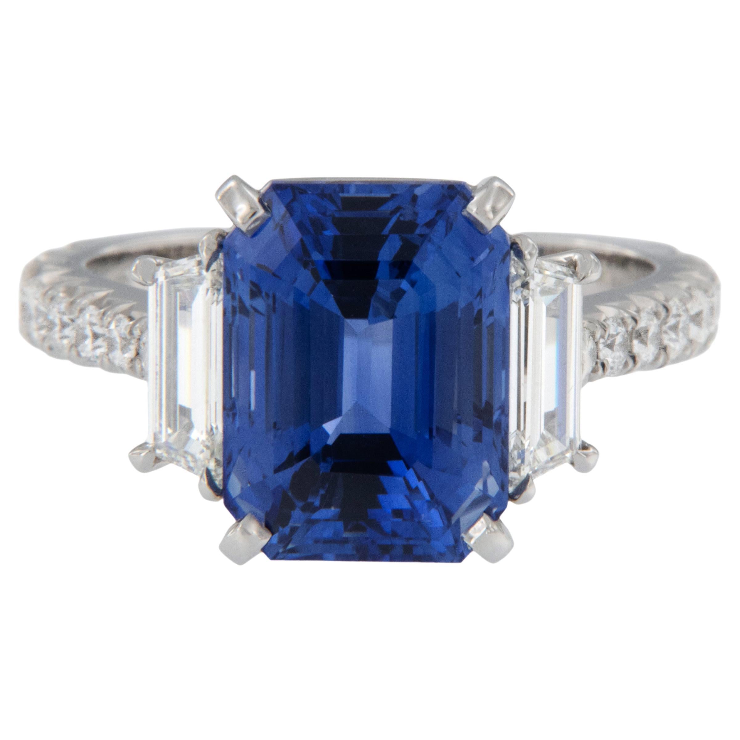 Wr Designs WR Designs Platinum 5.57 Ct Blue Sapphire Heart Shape Diamond Ring For ...