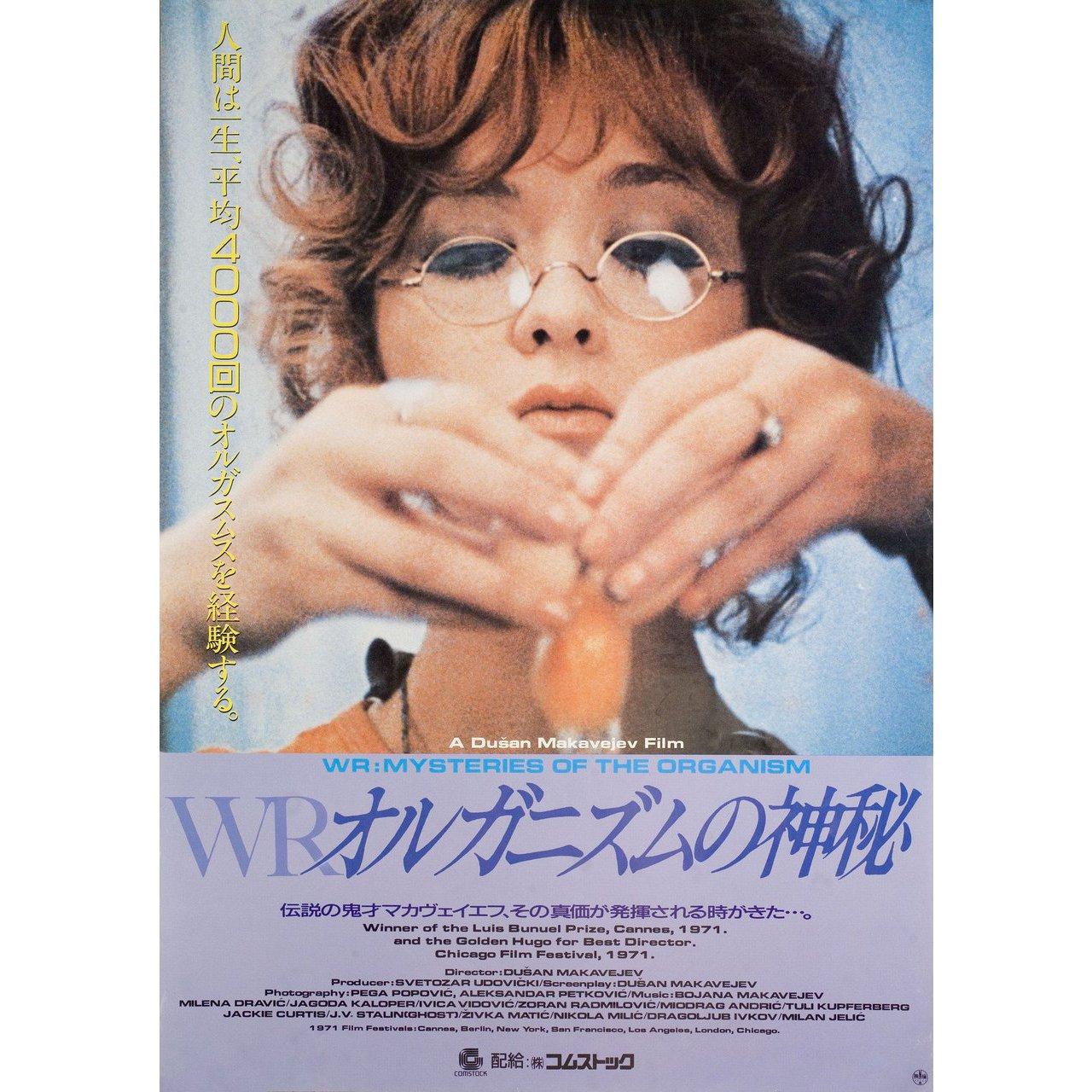 Original 1988 Japanese B2 poster for the 1971 film 'WR: Mysteries of the Organism' (W.R. - Misterije organizma) directed by Dusan Makavejev with Milena Dravic / Ivica Vidovic / Jagoda Kaloper / Tuli Kupferberg. Fine condition, rolled. Please note: