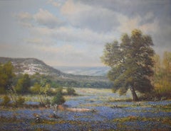 "BLUEBONNETS IN THE HILLS" FRAME SIZE 32 X 38 TEXAS HILL COUNTRY LANDSCAPE