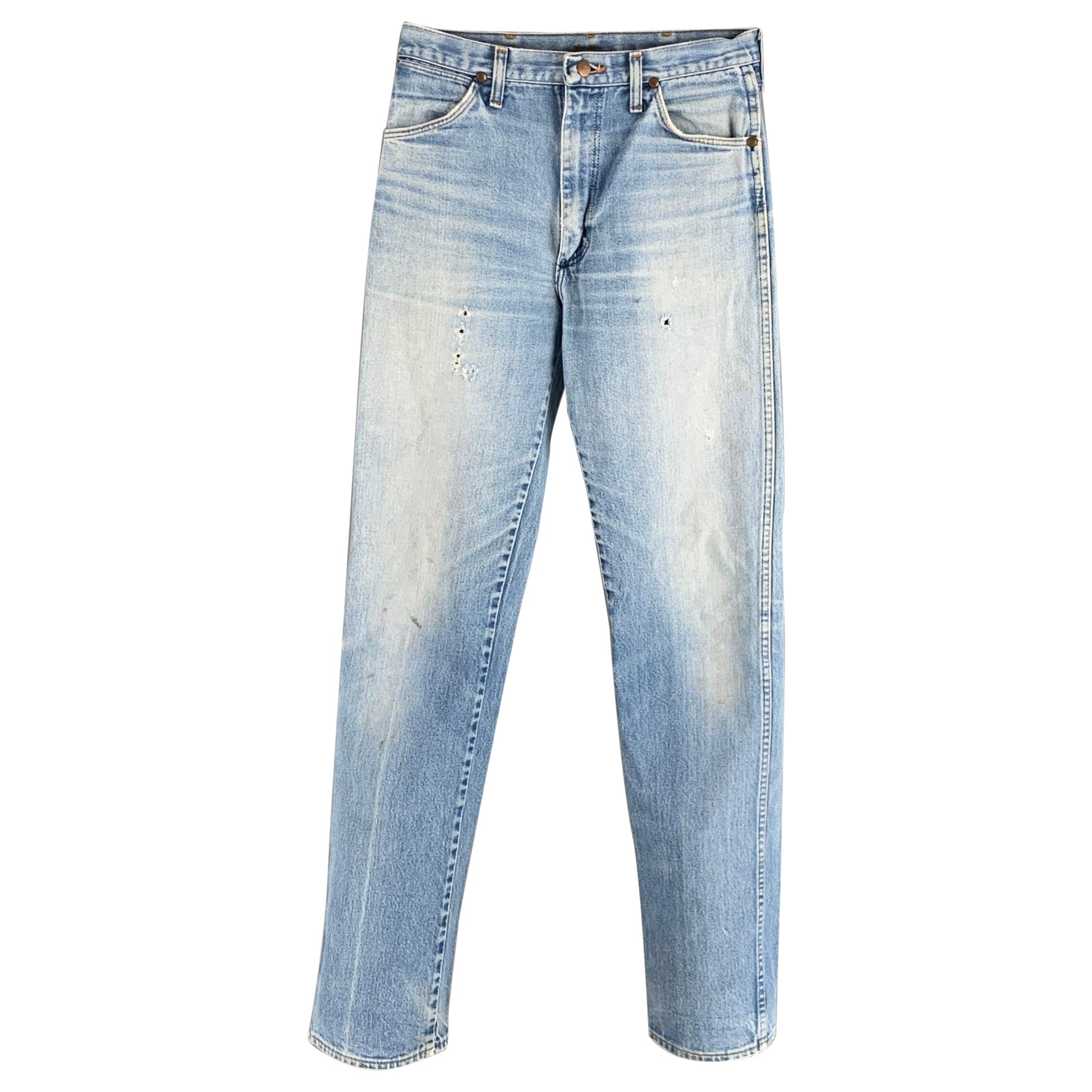 Wrangler Taille 31 Bleu Distressed Straight Zip Fly Jeans