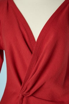 Wrap  and drape top in red wool jersey and skirt Saint Laurent Rive Gauche