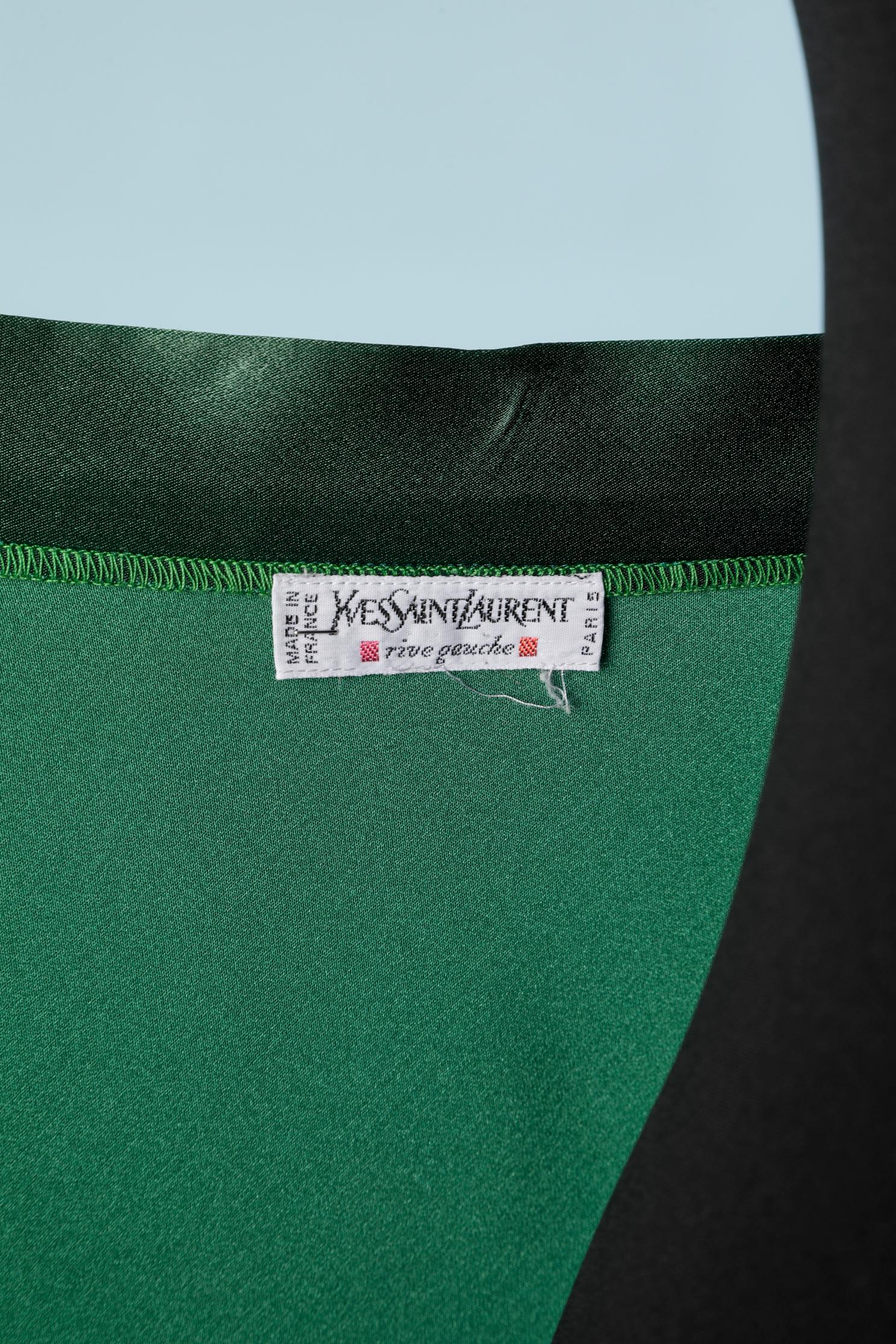 Wrap  and draped skirt in emerald silk satin Yves Saint Laurent Rive Gauche  For Sale 1