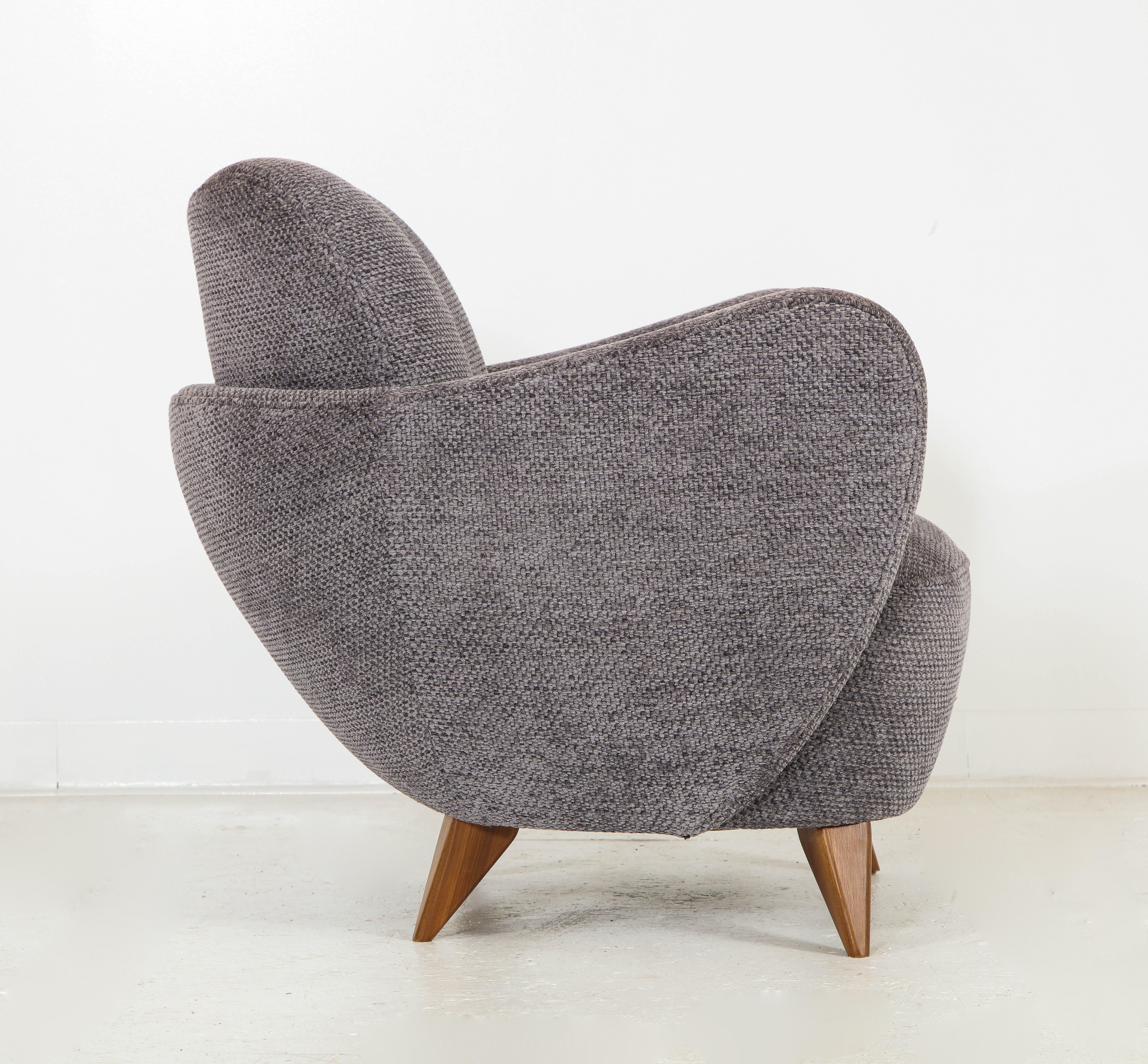 Modern Wrap Around Barrel Chair w/ Wood Base Offered by Vladimir Kagan Design Group